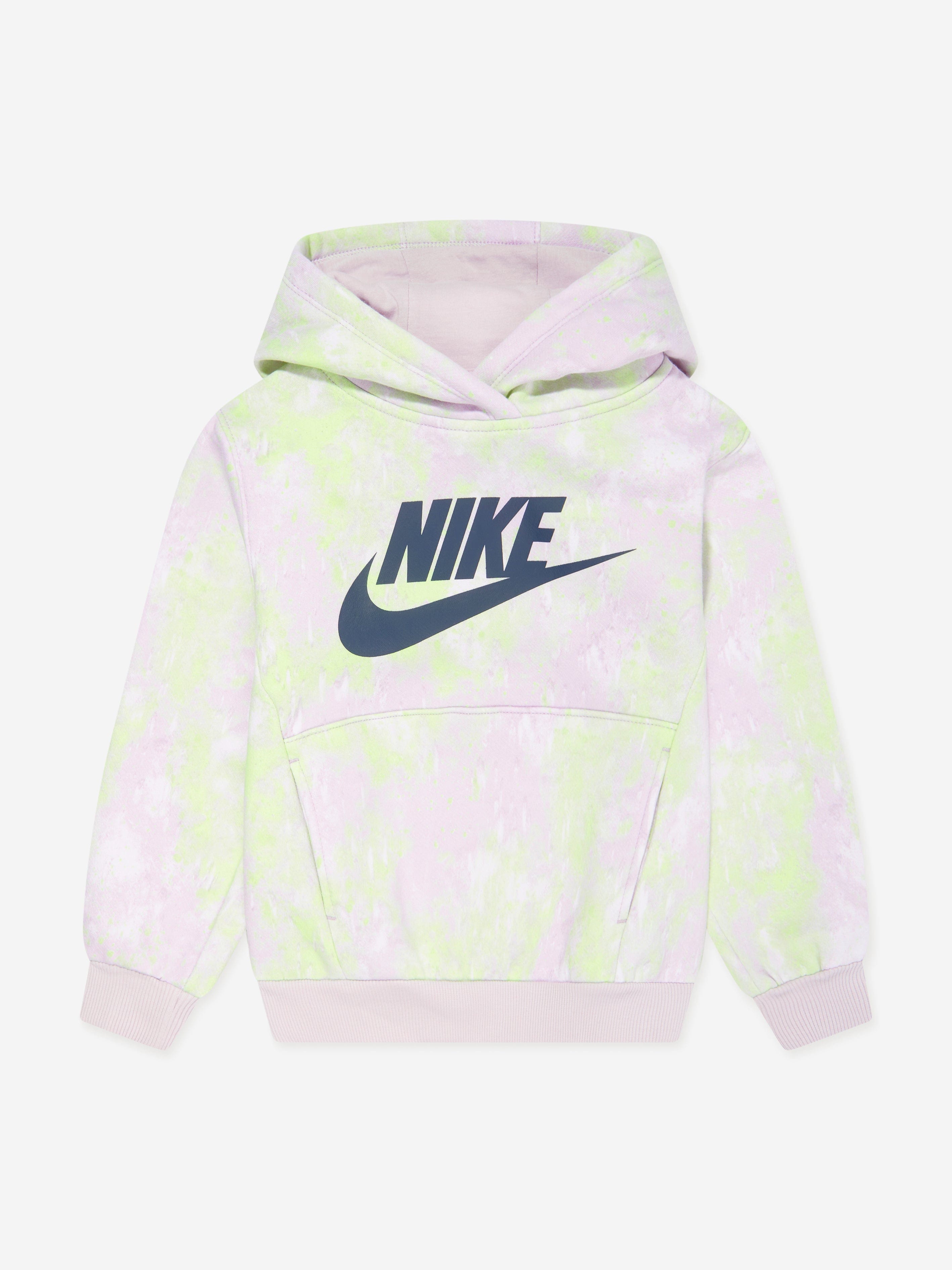 Nike Girls Printed Club Hoodie in Purple Outlet Locations Cheap Online