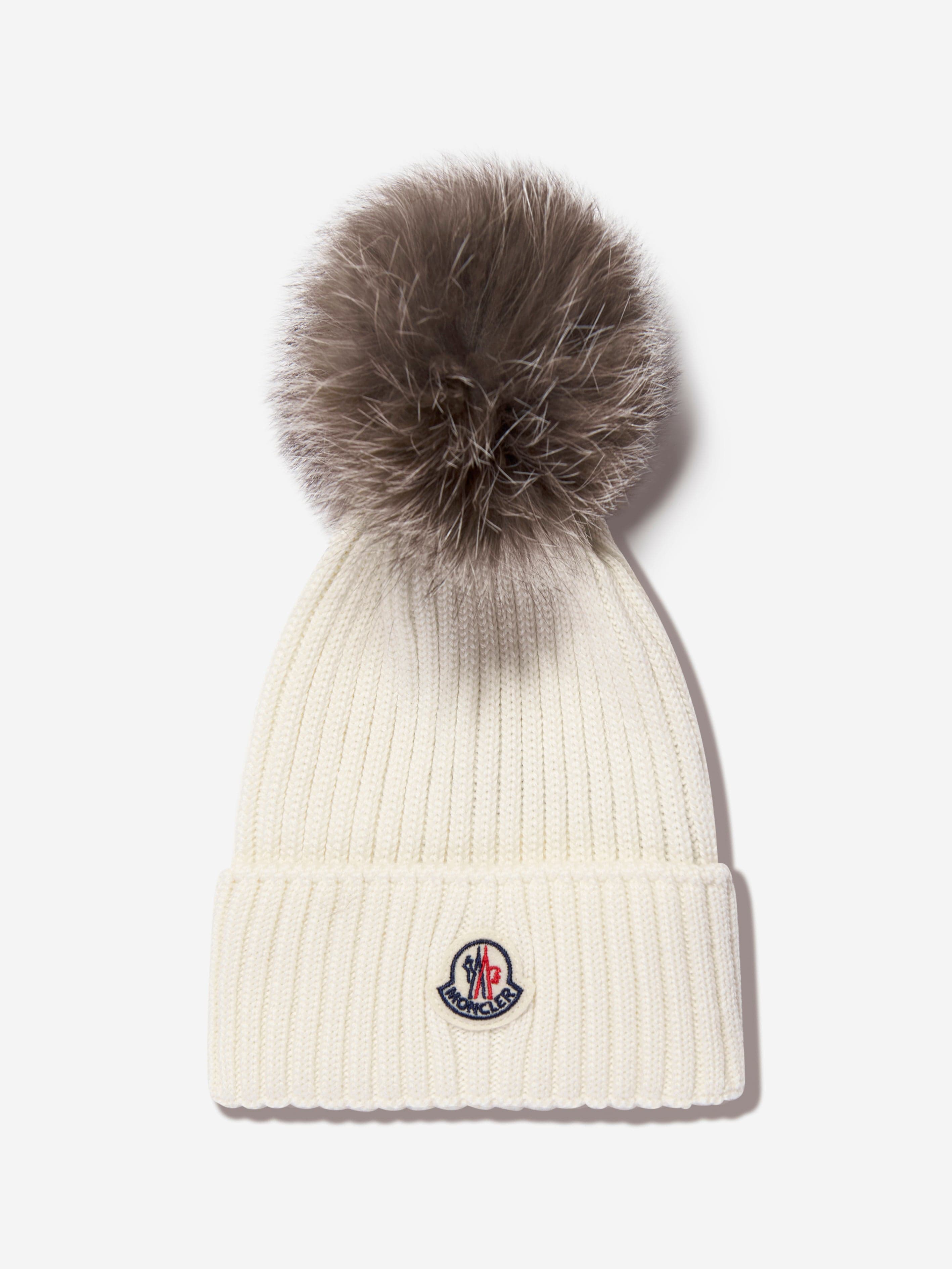 Moncler Enfant Girls Wool Pom Pom Hat in Ivory Factory Outlet Cheap Online