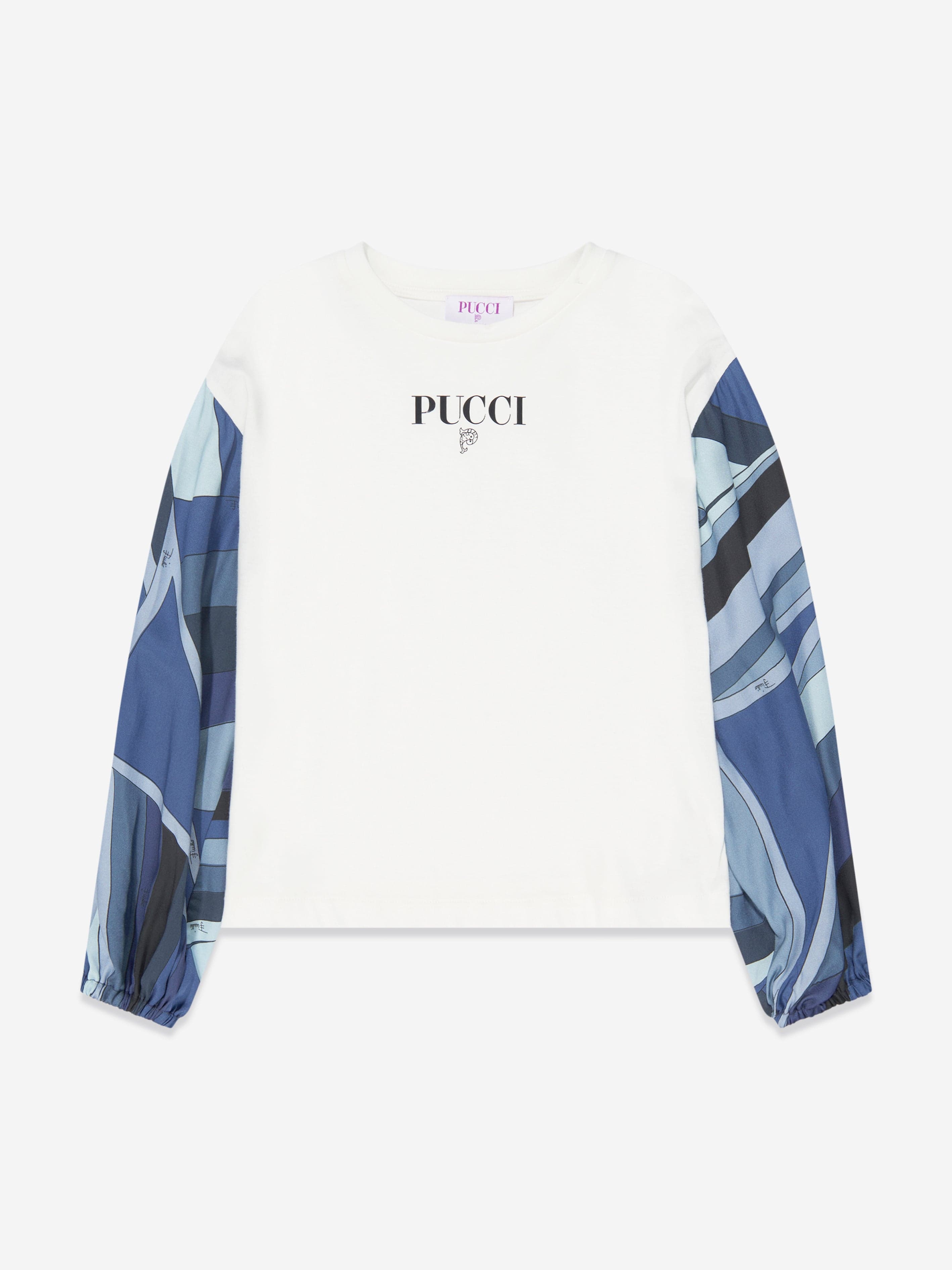 Pucci Girls Long Sleeve T-Shirt in Ivory Free Shipping Best Seller