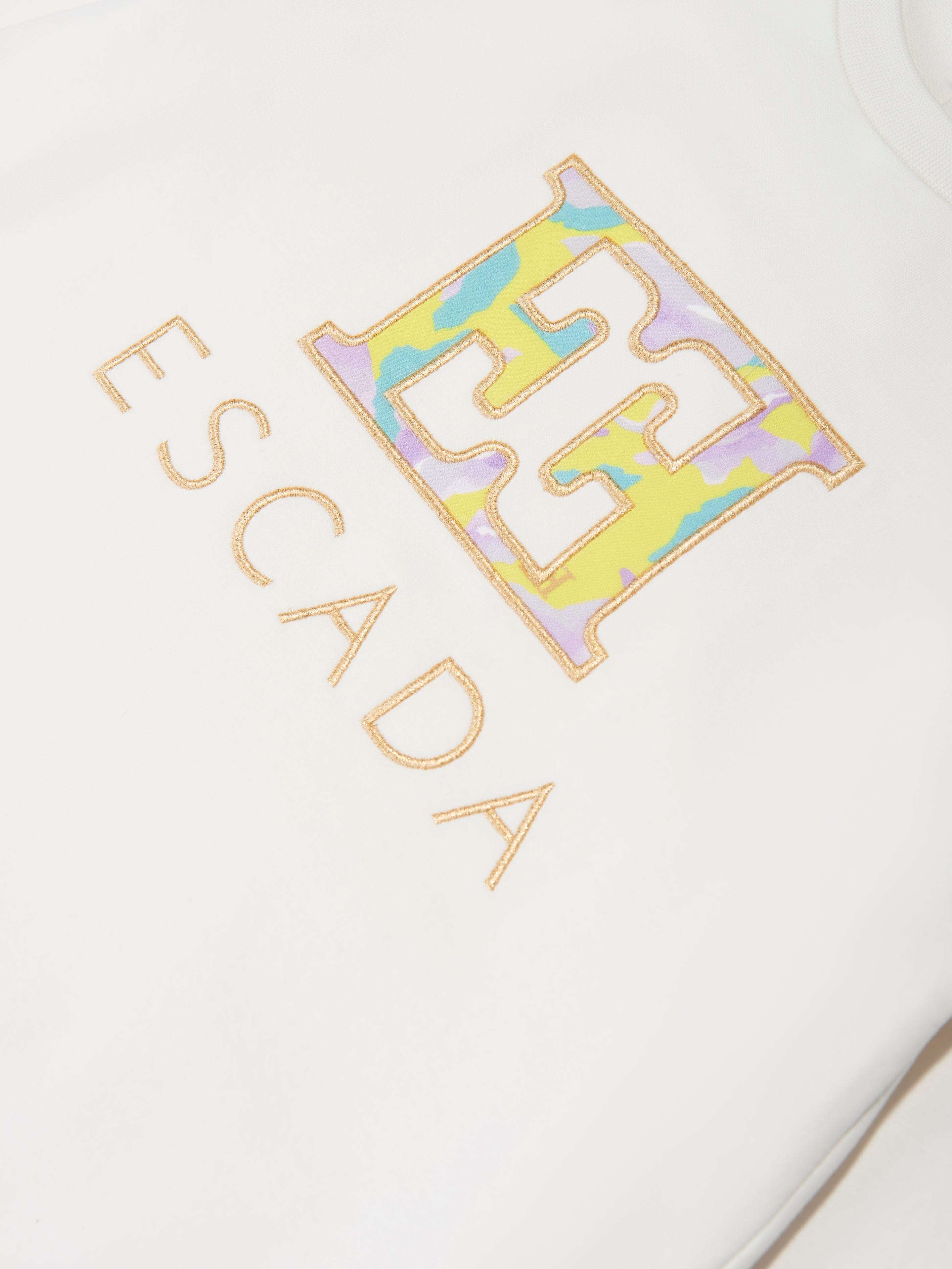 Escada Girls Embroidered Logo Sweater Dress in White Buy Cheap Manchester Great Sale