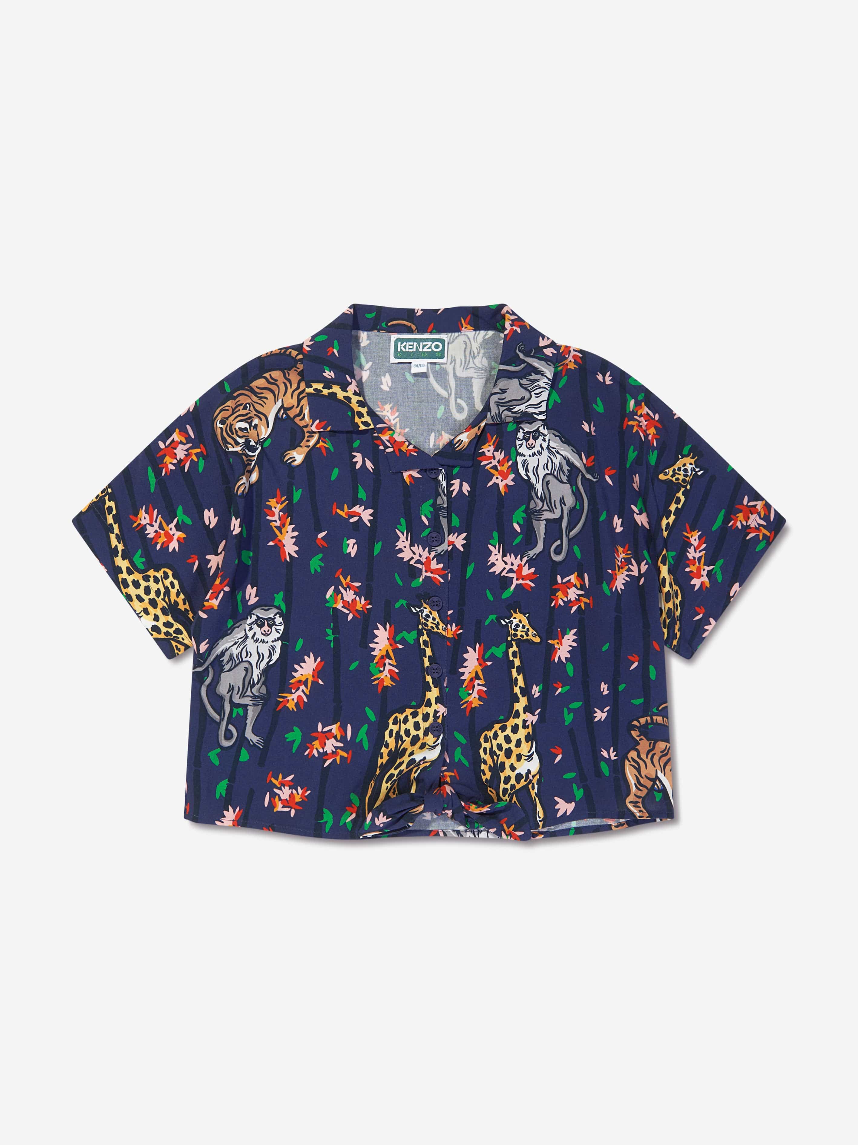 KENZO Girls Short Sleeve Shirt in Blue Newest