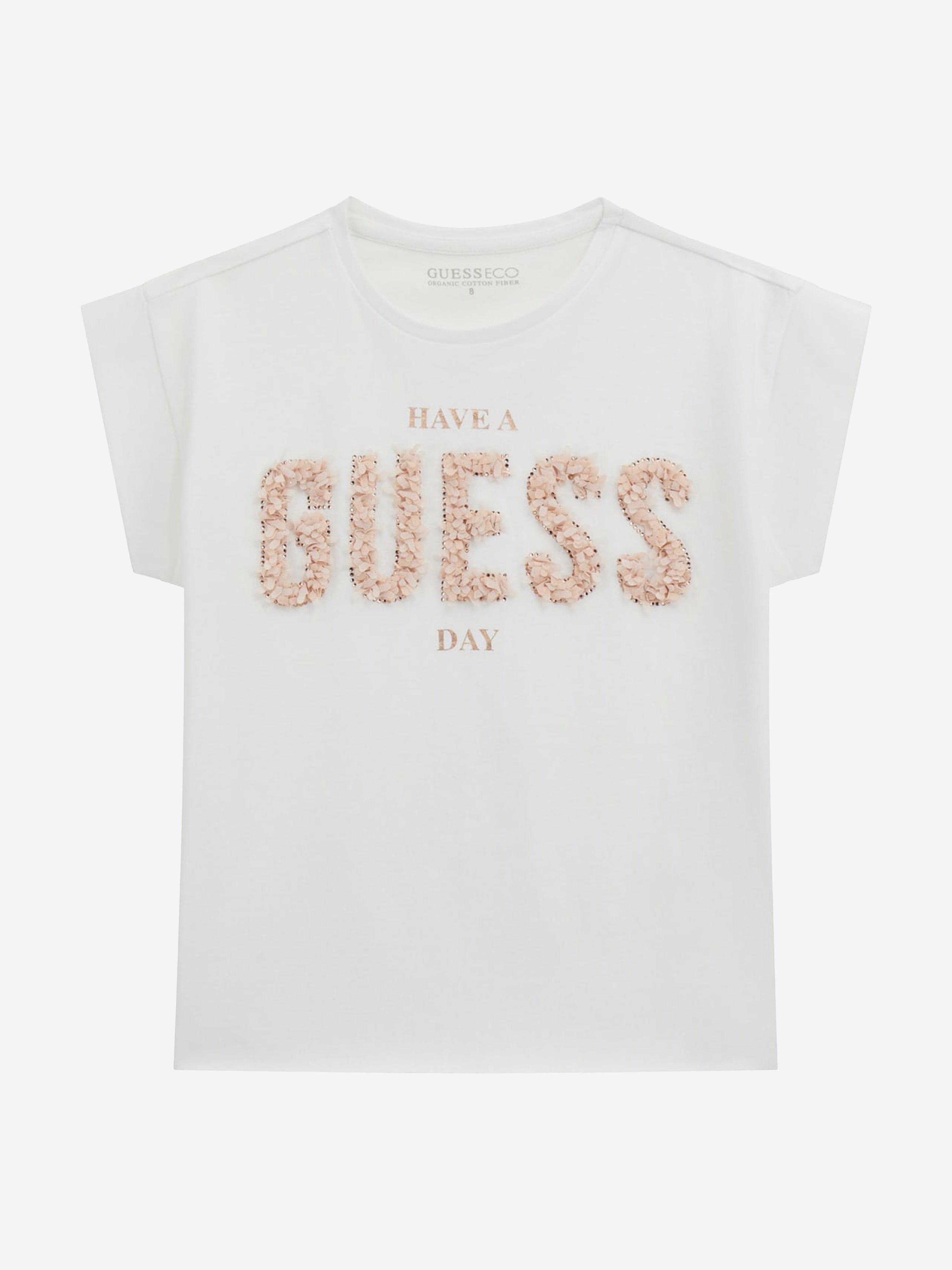 Girls Midi Logo T-Shirt in White Free Shipping Low Cost
