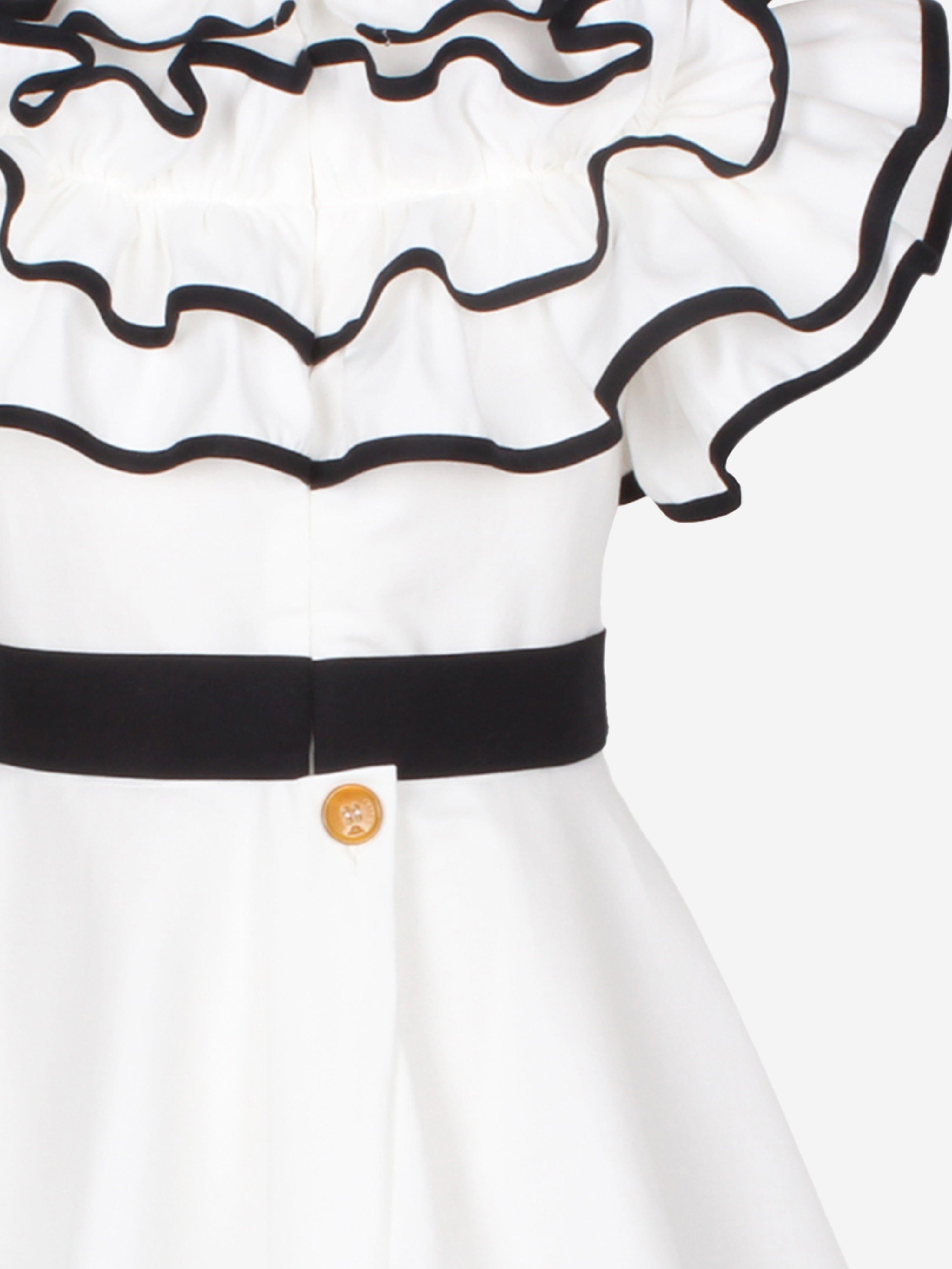 Girls Frilly Glamour Dress in White Free Shipping Factory Outlet