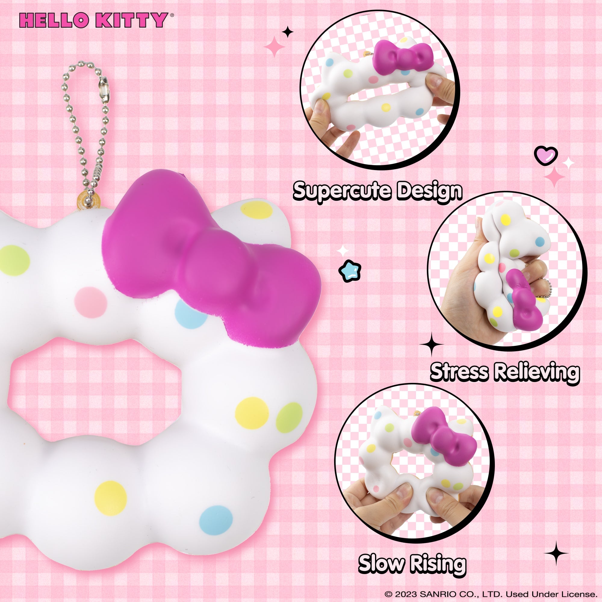 Hello Kitty Mochi Donut Squishy Keychain Outlet Best Sale