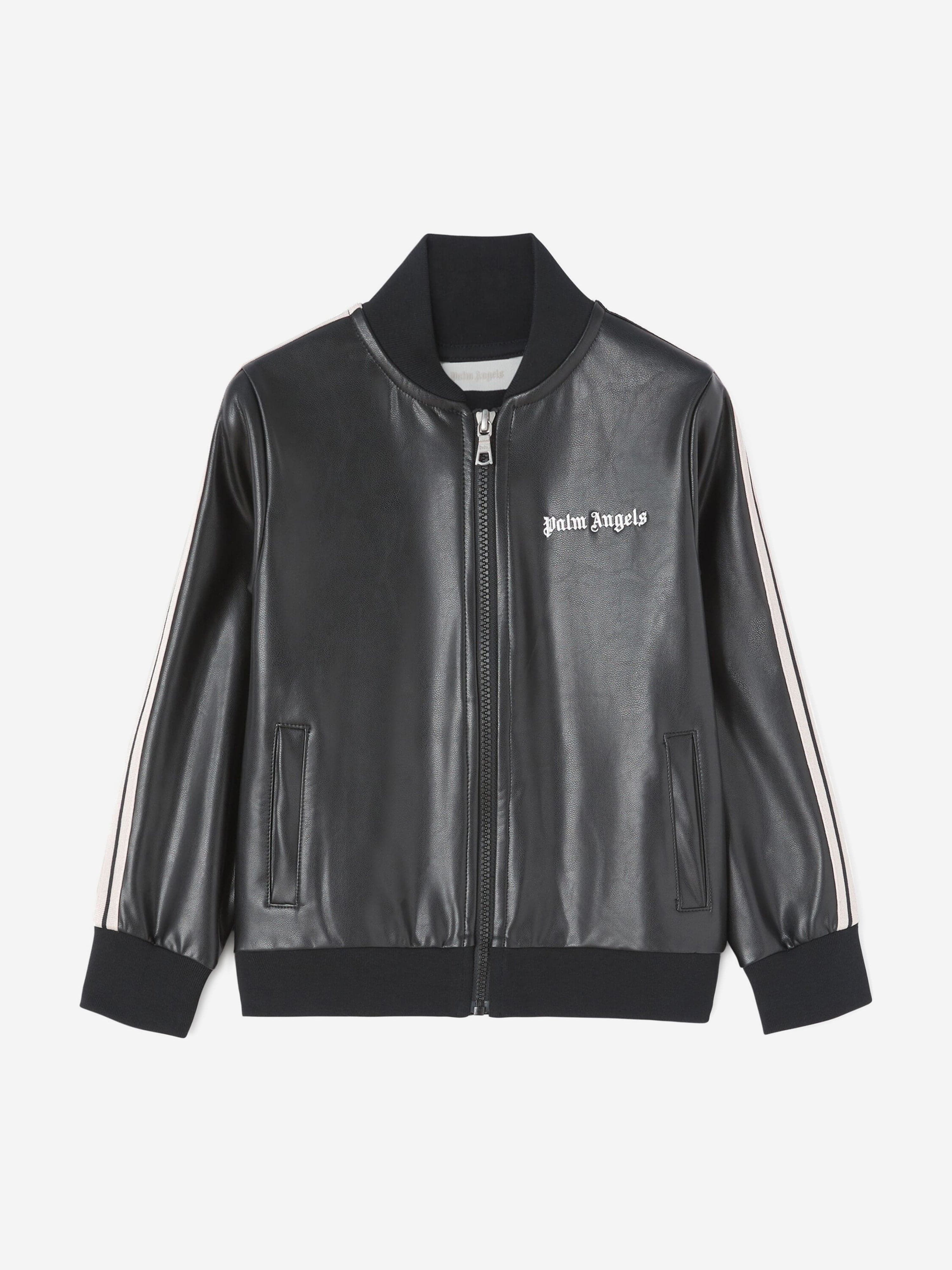 Palm Angels Girls Coated Track Jacket in Black Cheap Best Place