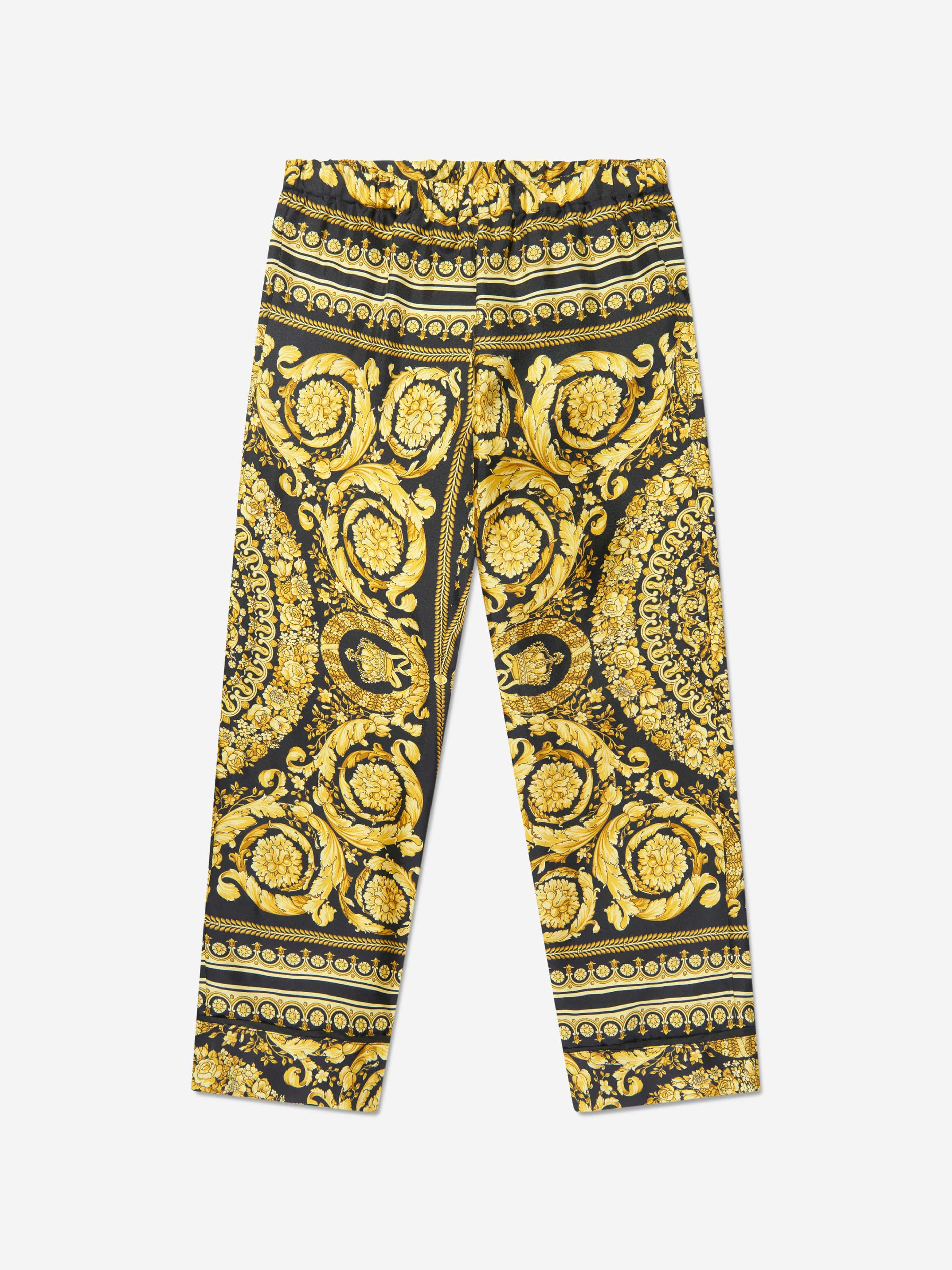 Versace Girls Silk Barocco Trousers in Black Free Shipping Shop Offer