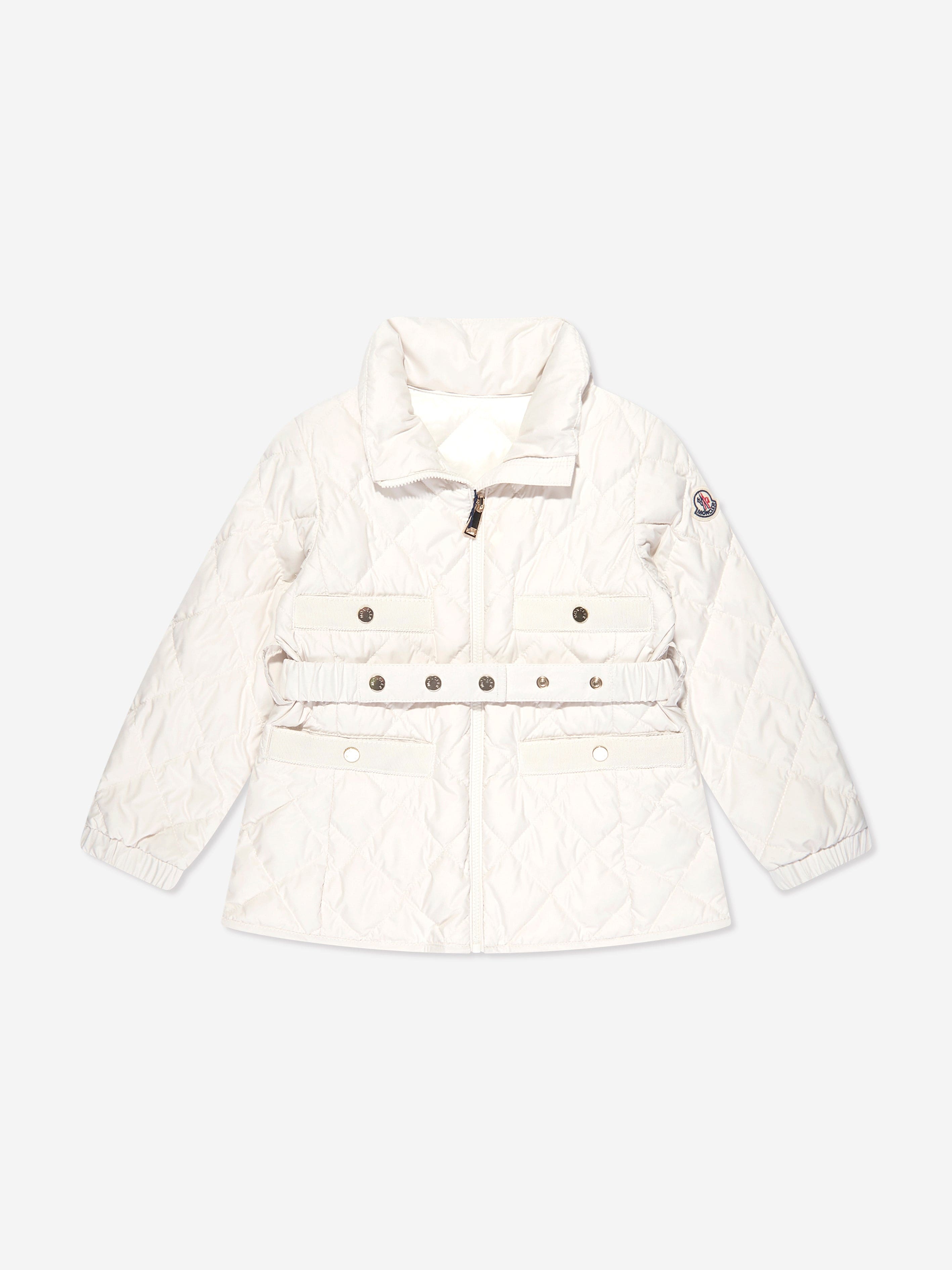 Moncler Enfant Girls Down Padded Philanta Jacket in White Outlet Genuine