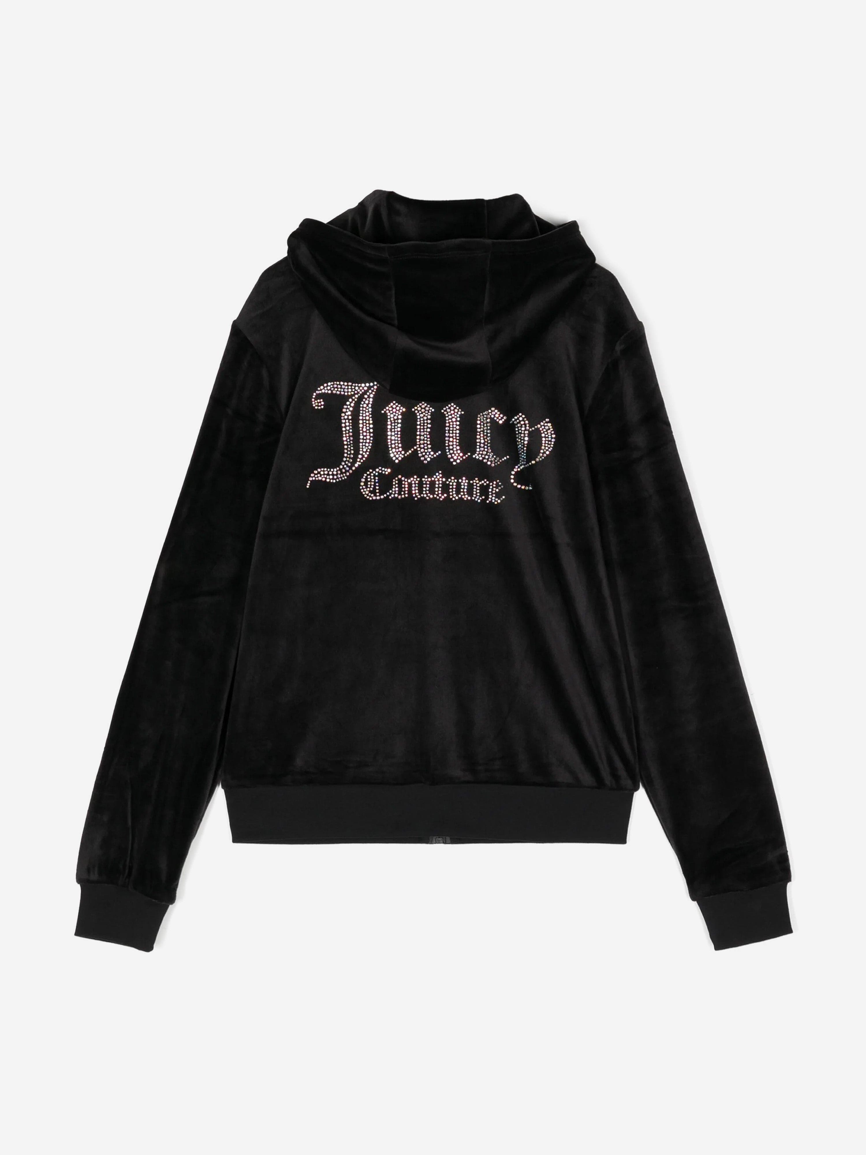 Juicy Couture Girls Diamante Logo Zip Up Top in Black Clearance 100% Original
