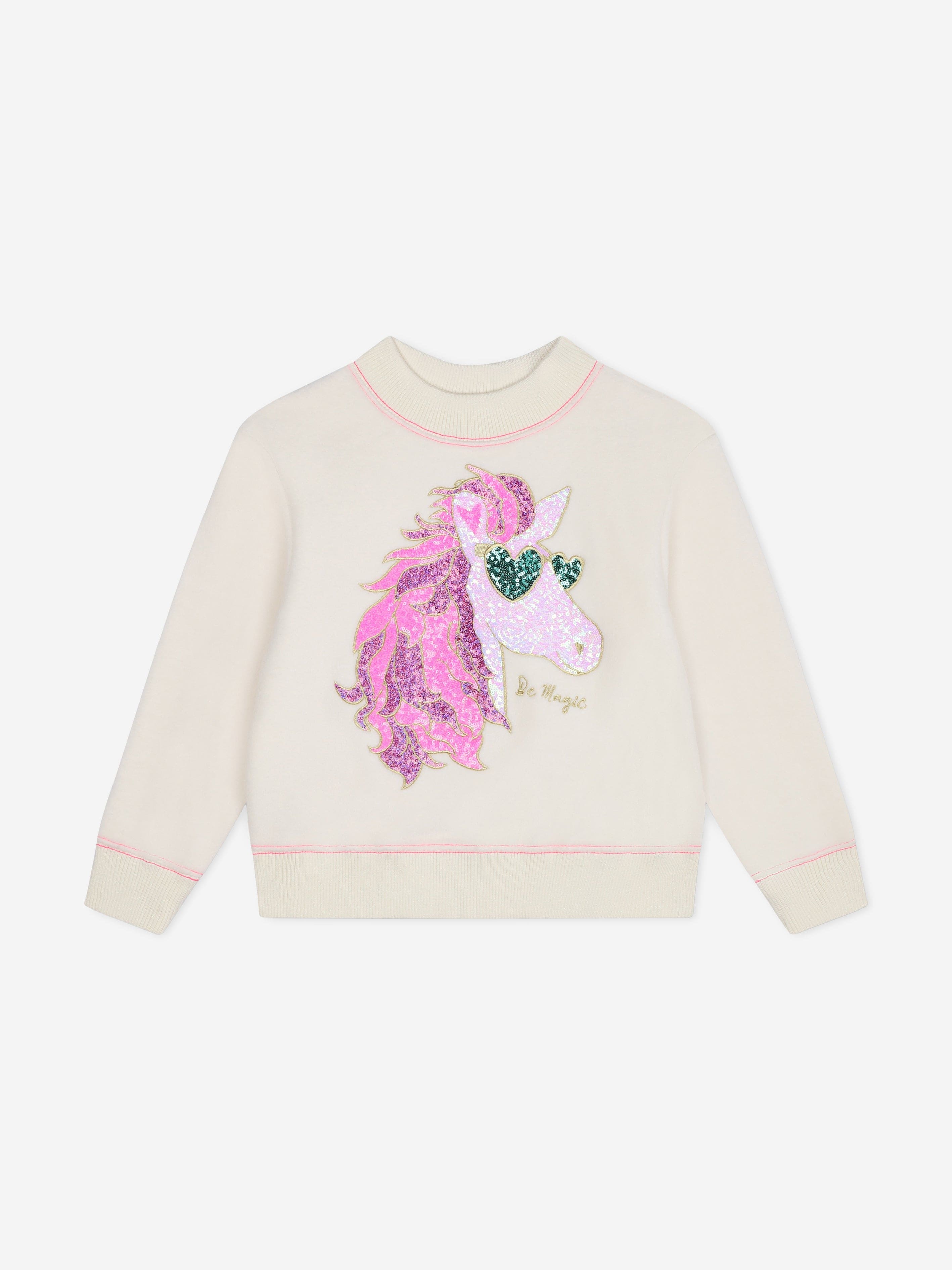 Billieblush Girls Pegasus Sweatshirt in Beige Discount Professional