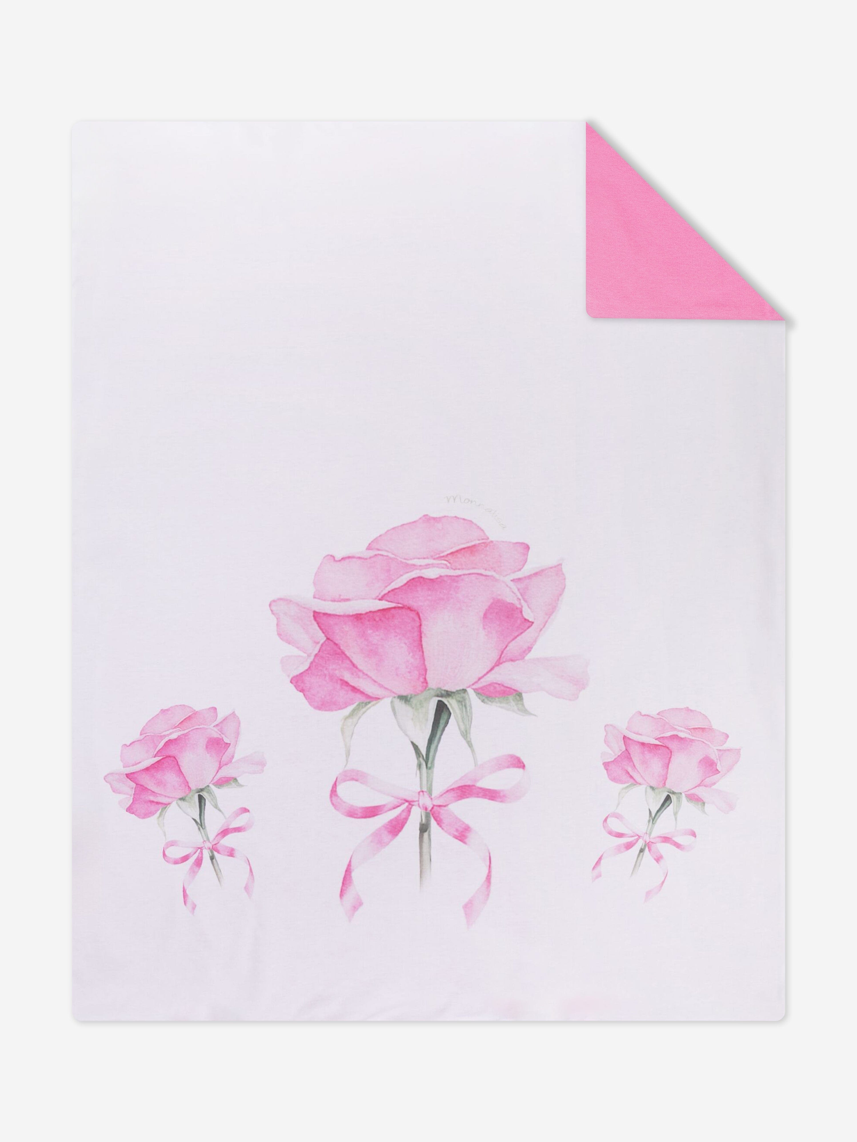 Baby Girls Rose Print Blanket in White (90cm) Clearance Original