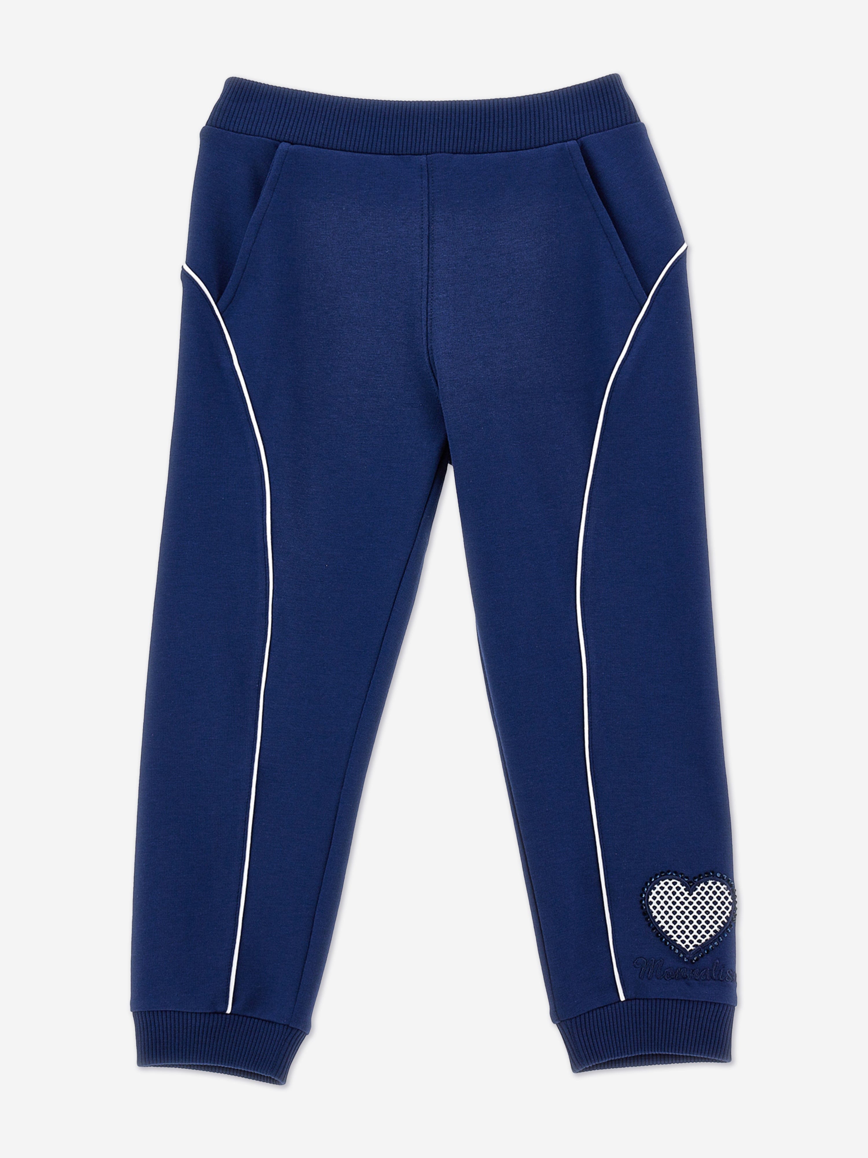 Girls Contrast Piping Joggers in Blue Low Pice Sale Online