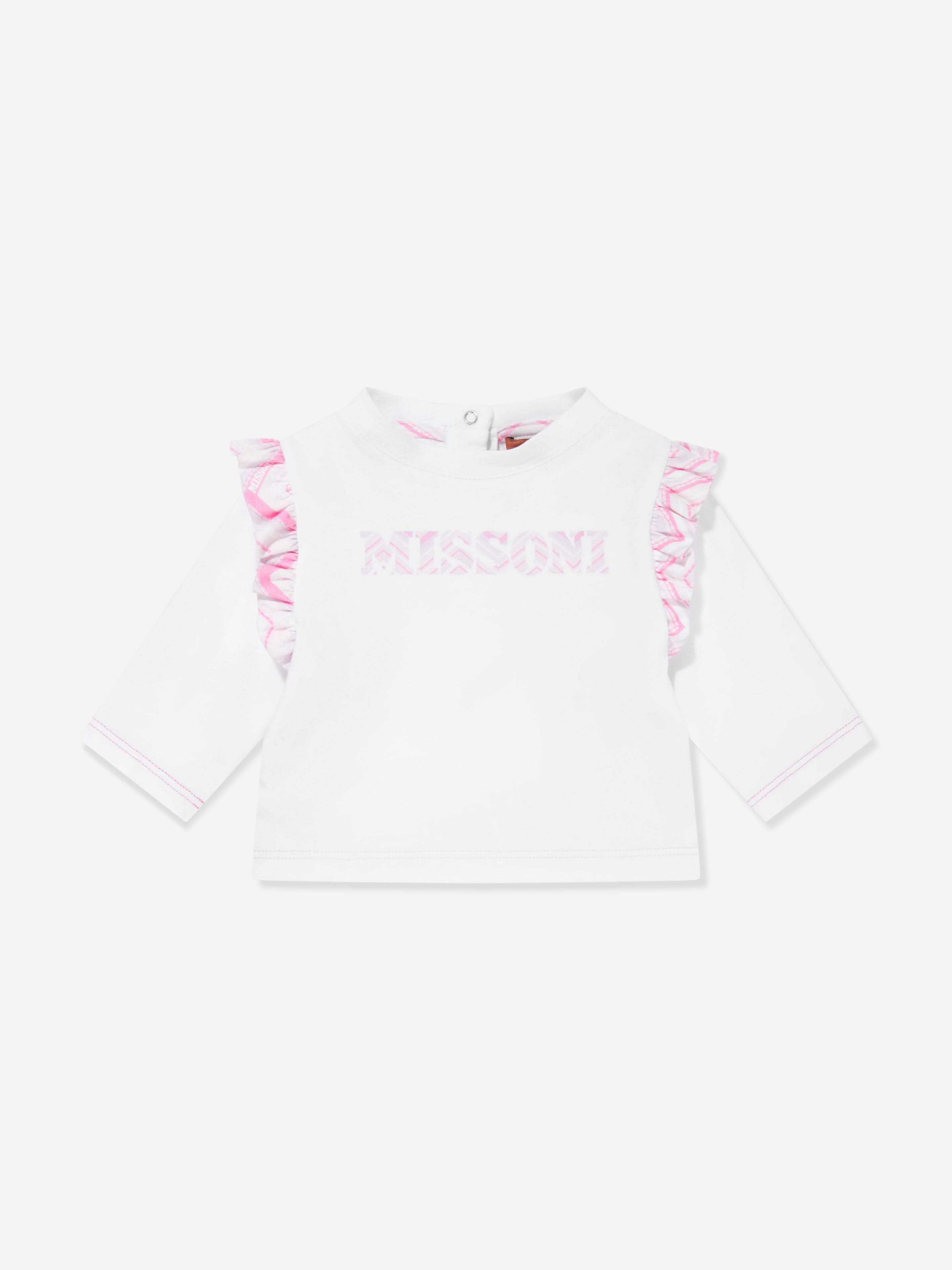 Missoni Baby Girls Long Sleeve Logo T-Shirt in White Great Deals Cheap Pice
