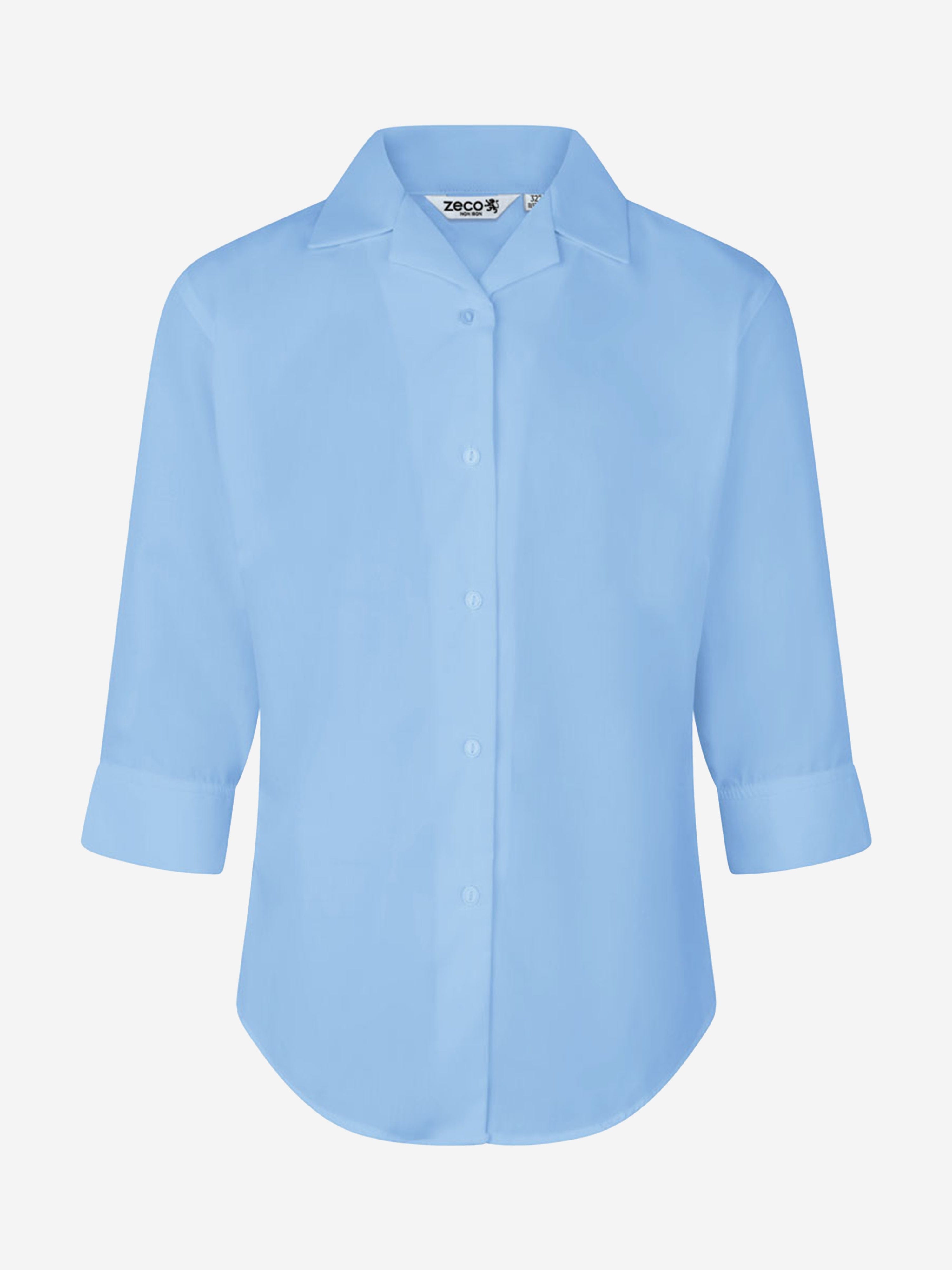 Zeco Girls School Fitted 3/4 Sleeve Non Iron Blouse Twin Pack in Blue Latest Collections