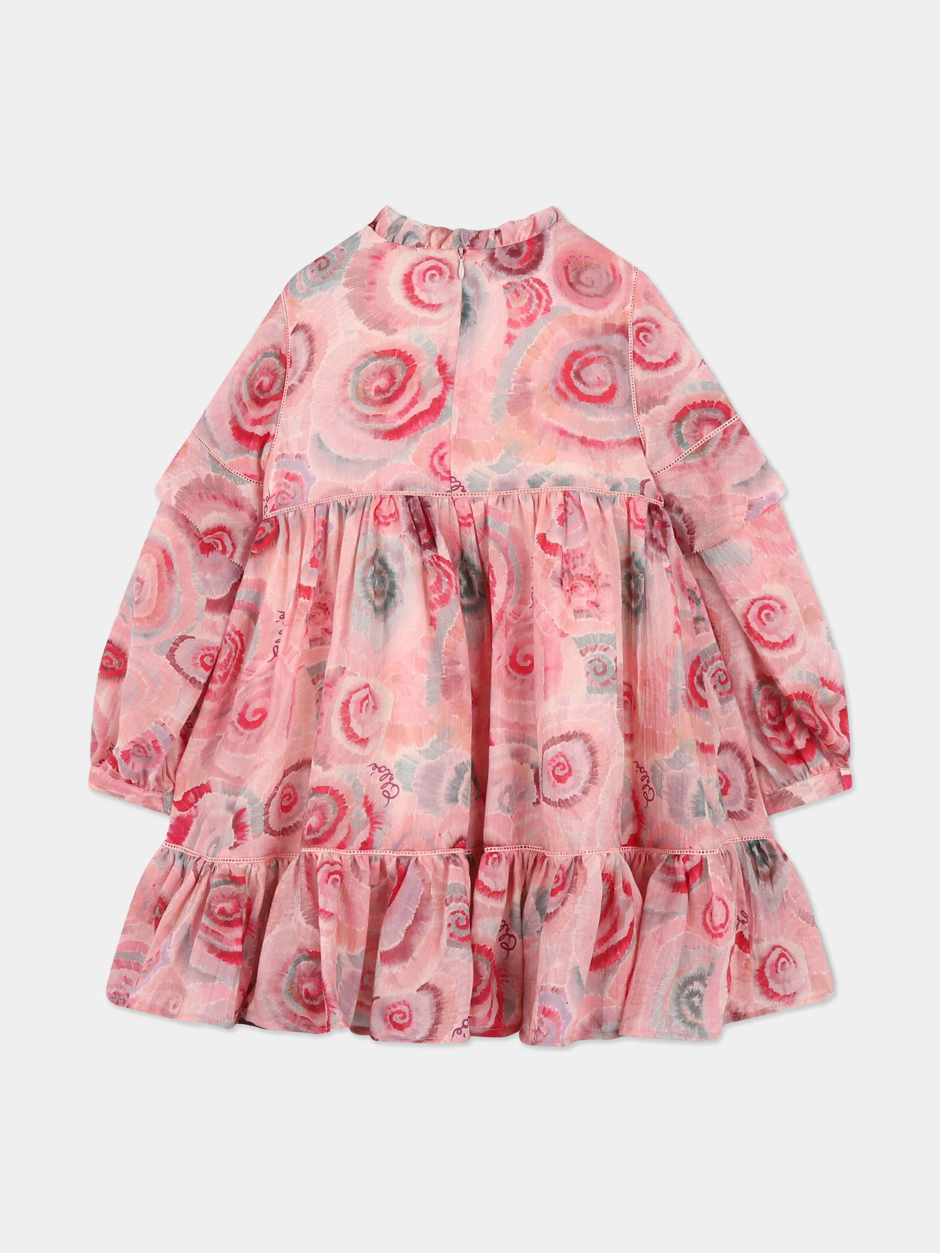 Chlo¨¦ Girls Spiral Print Ceremony Dress in Pink Clearance Best Place