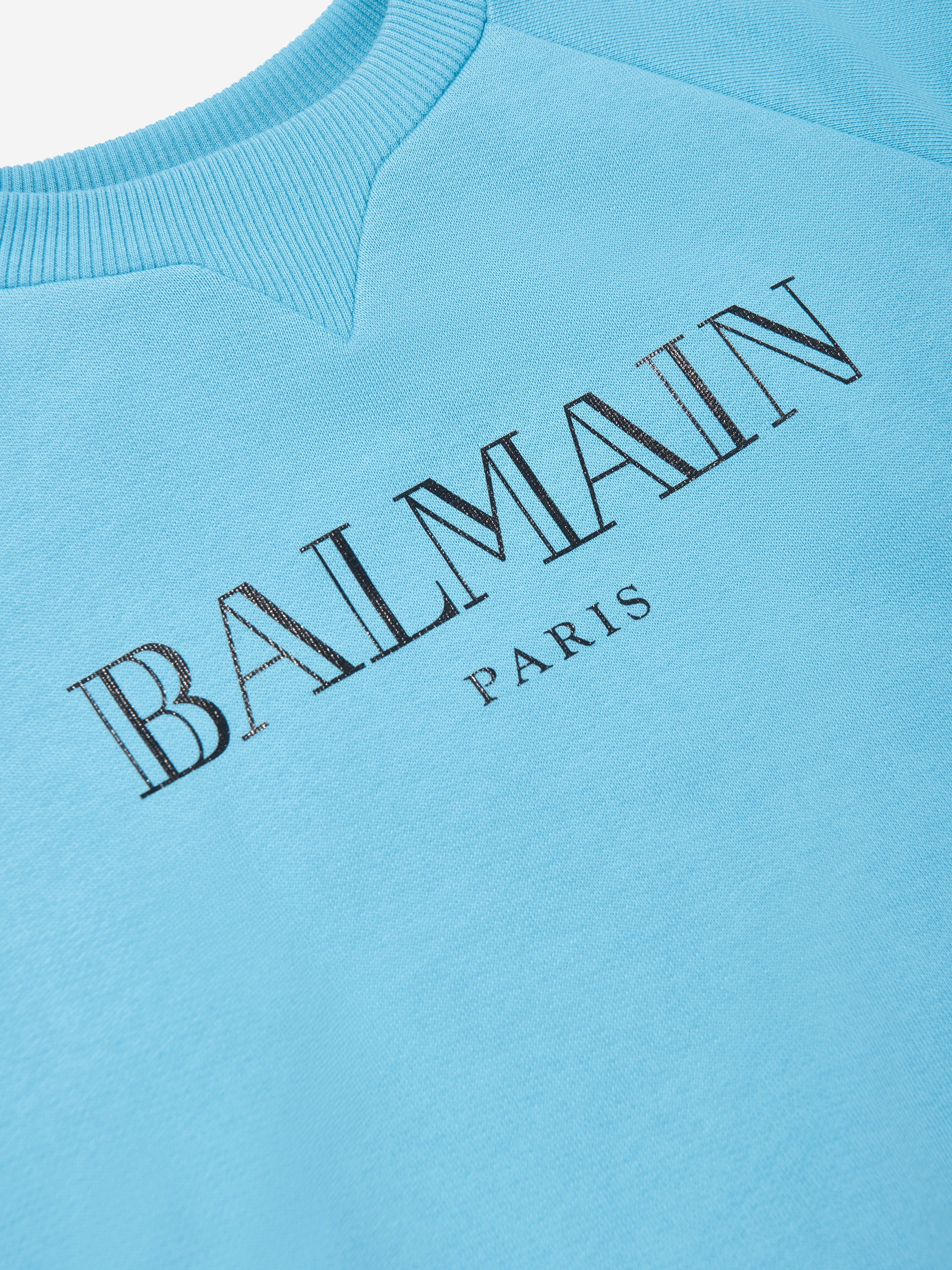 Balmain Kids Logo Sweatshirt in Blue Sale Authentic