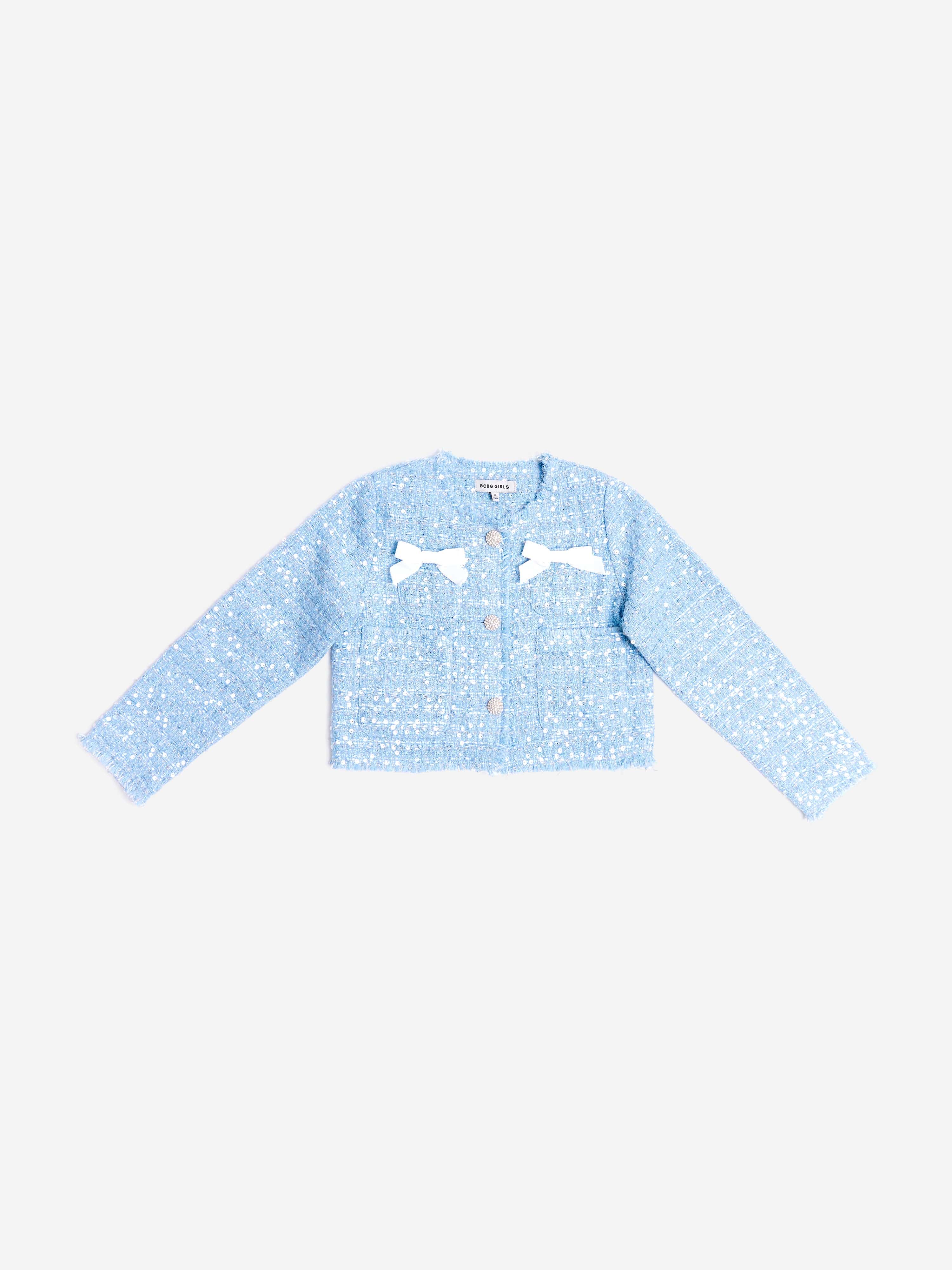BCBG Girls Tweed Jacket in Blue High Quality Buy Online