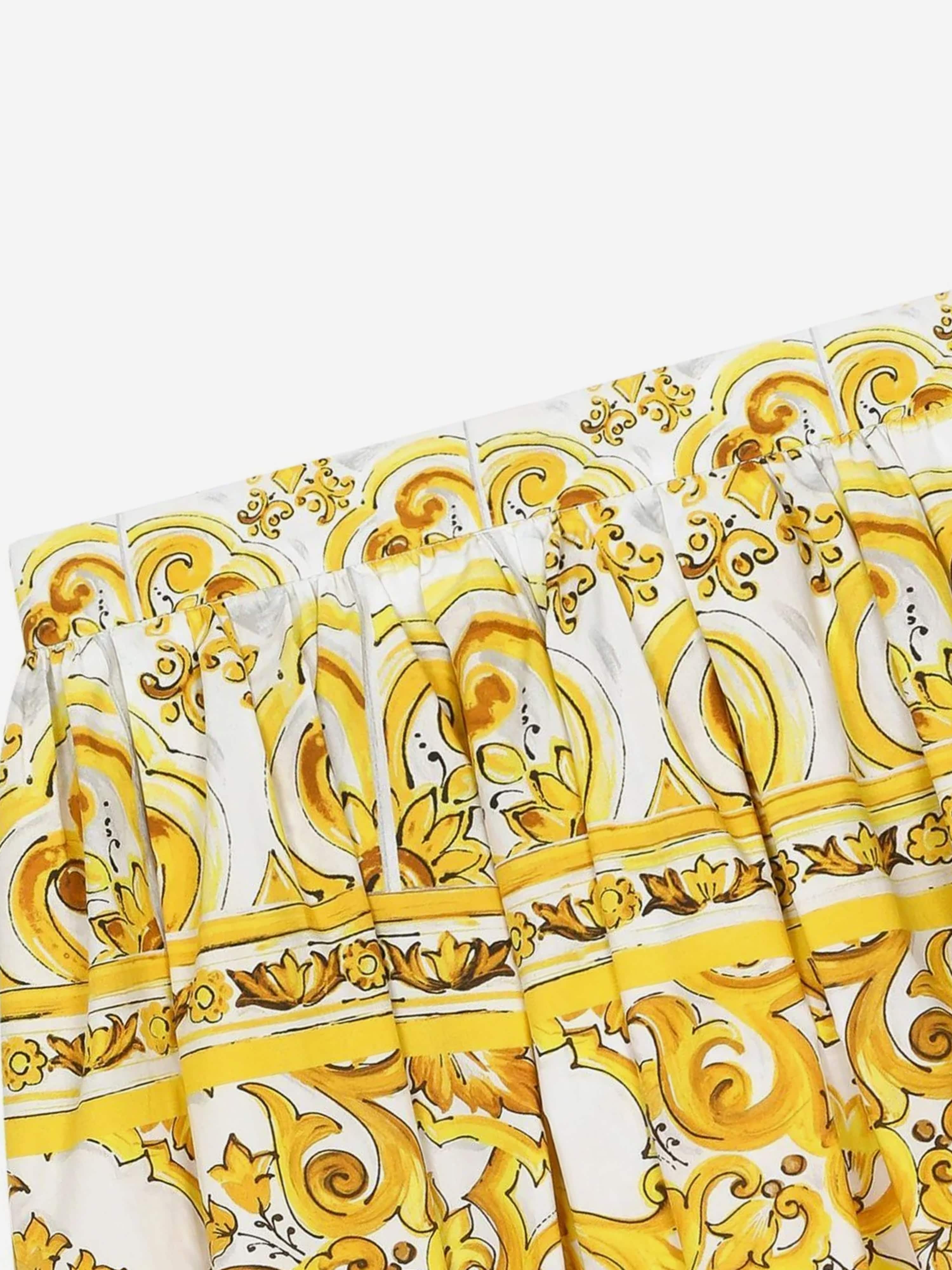 Dolce & Gabbana Girls Maiolica Print Skirt in Yellow Cheap Sale Big Sale
