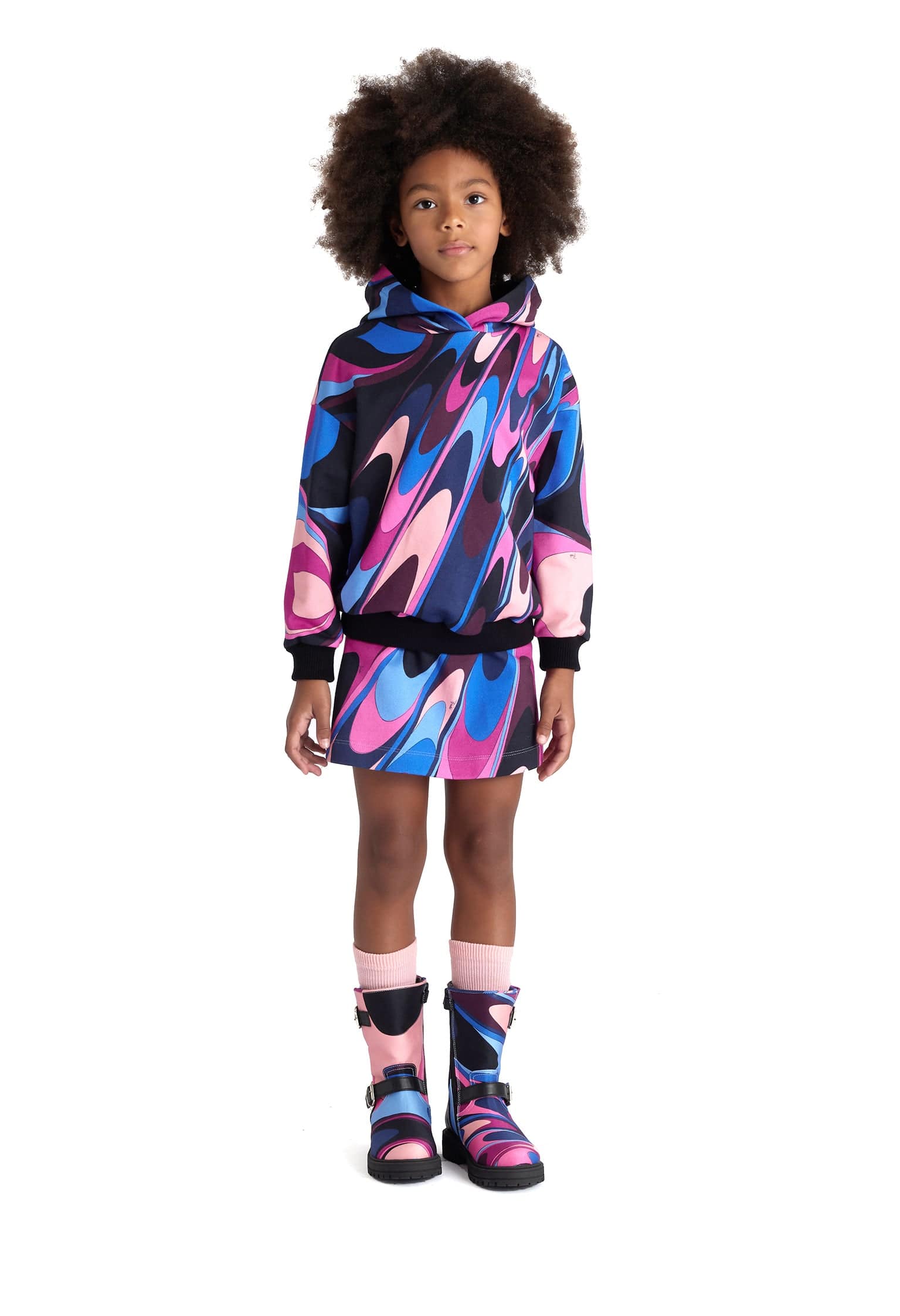 Pucci Girls Onde Print Hoodie in Multicolour Sale Clearance