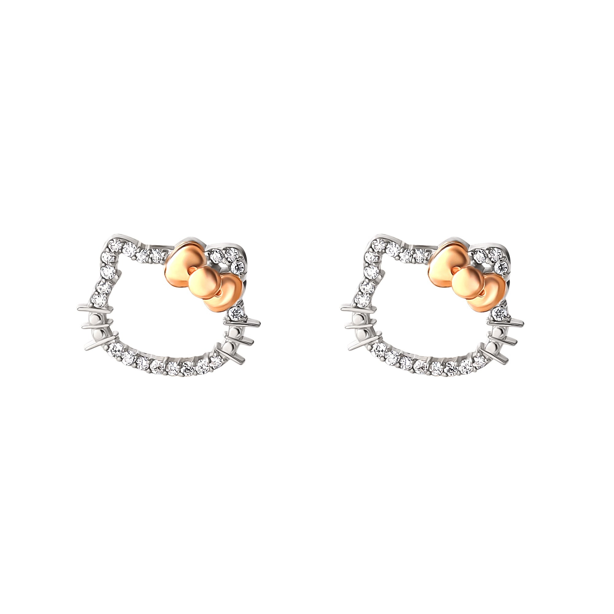 Hello Kitty 14K White Gold Diamond Stud Earrings Buy Cheap Countdown Package