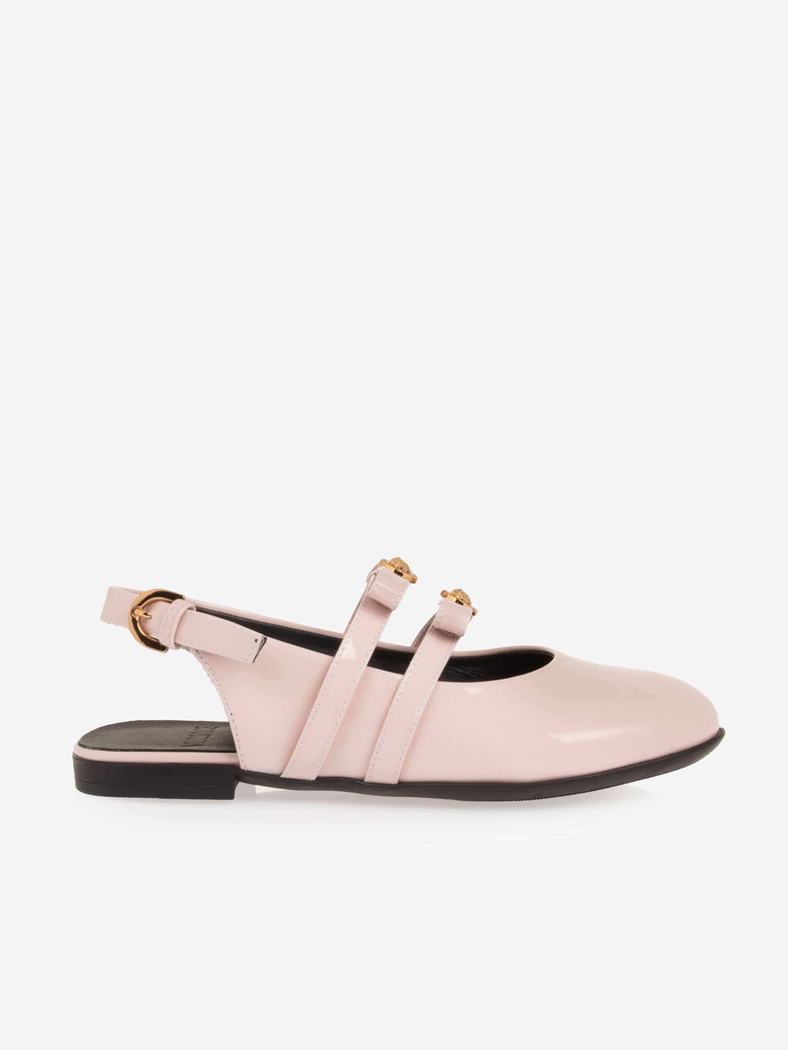 Versace Girls Leather Flat Sandals in Pink Discount Choice