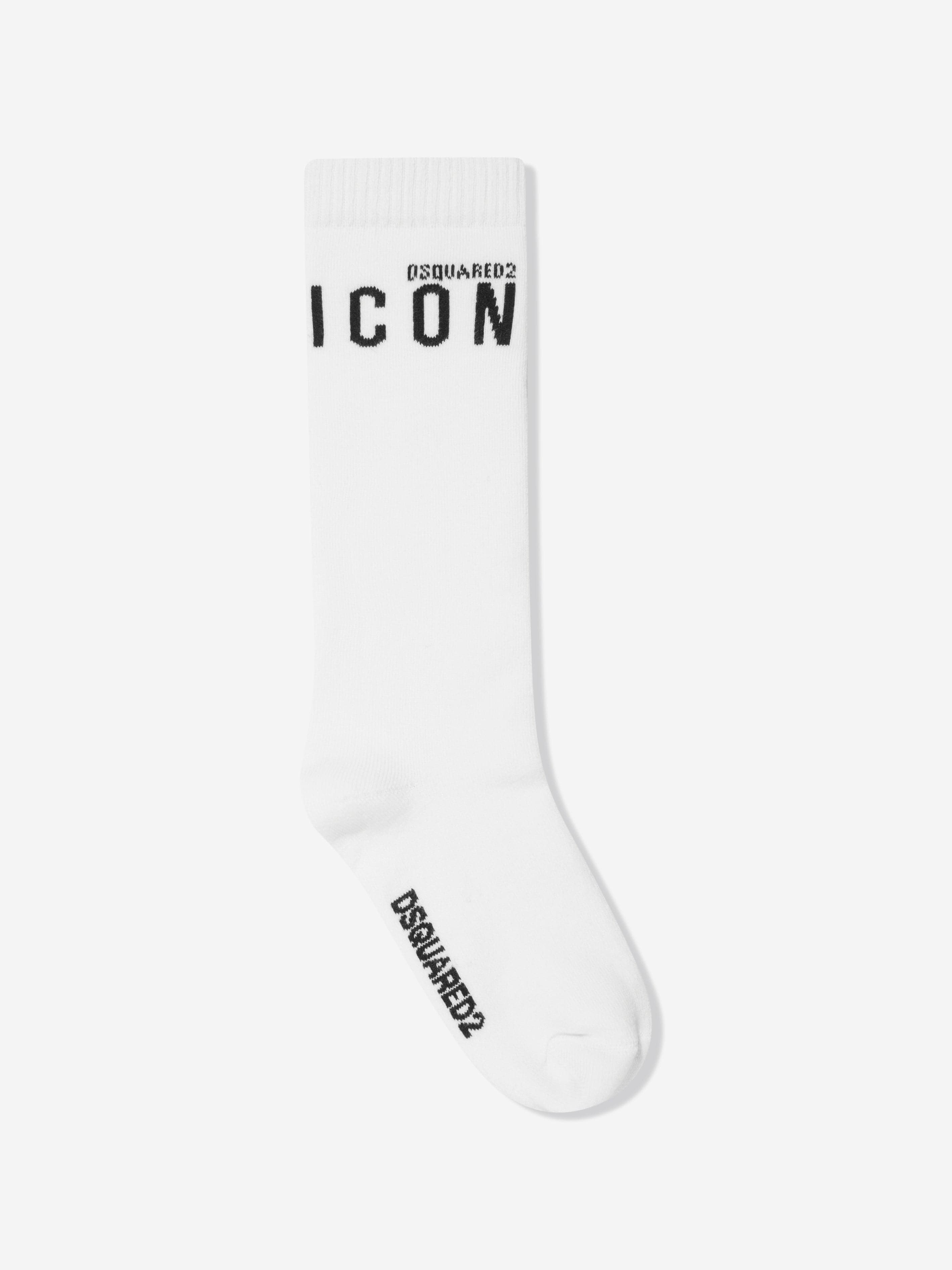Dsquared2 Kids Icon Logo Socks in White Cheap Buy Authentic