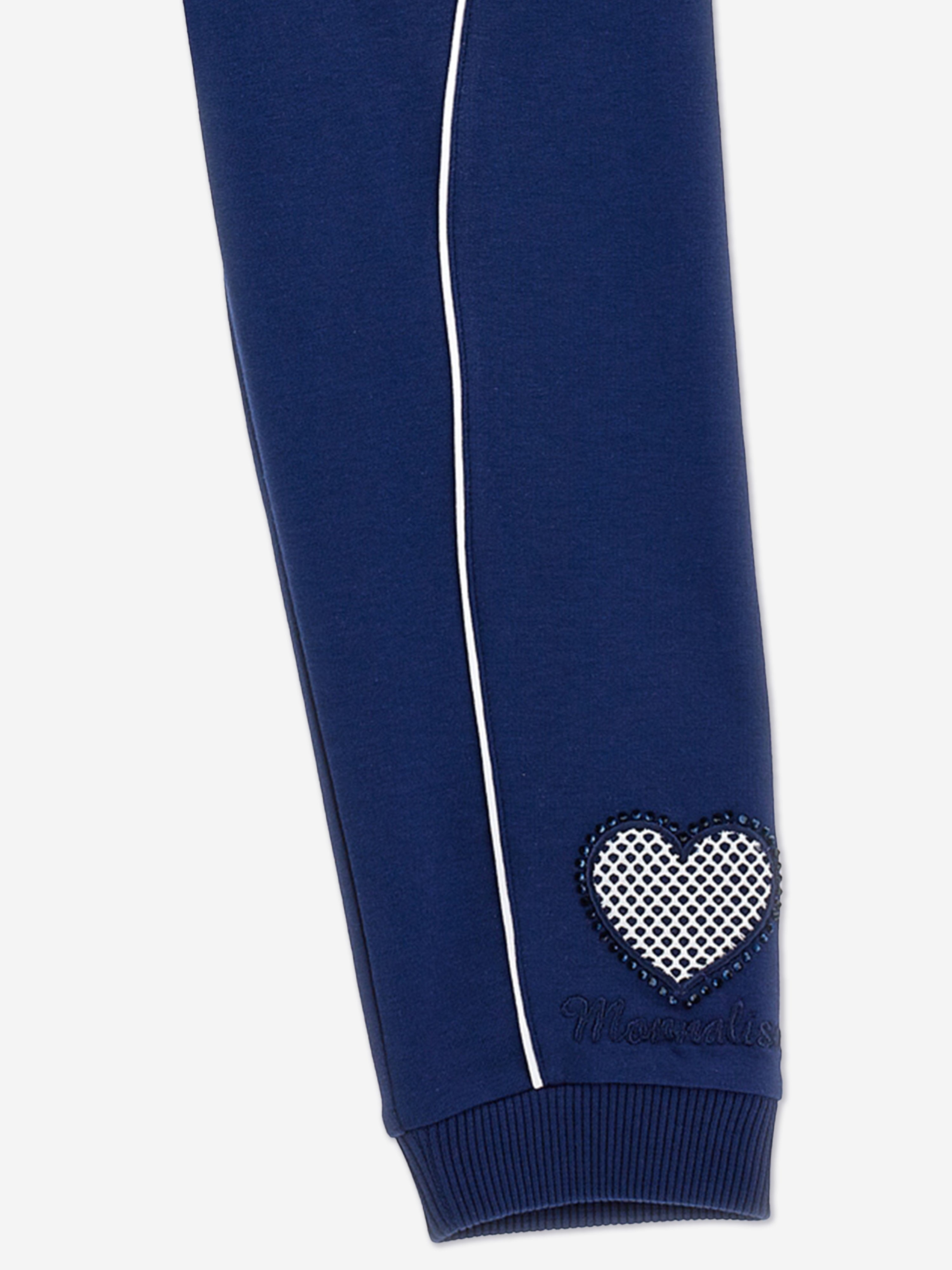 Girls Contrast Piping Joggers in Blue Low Pice Sale Online