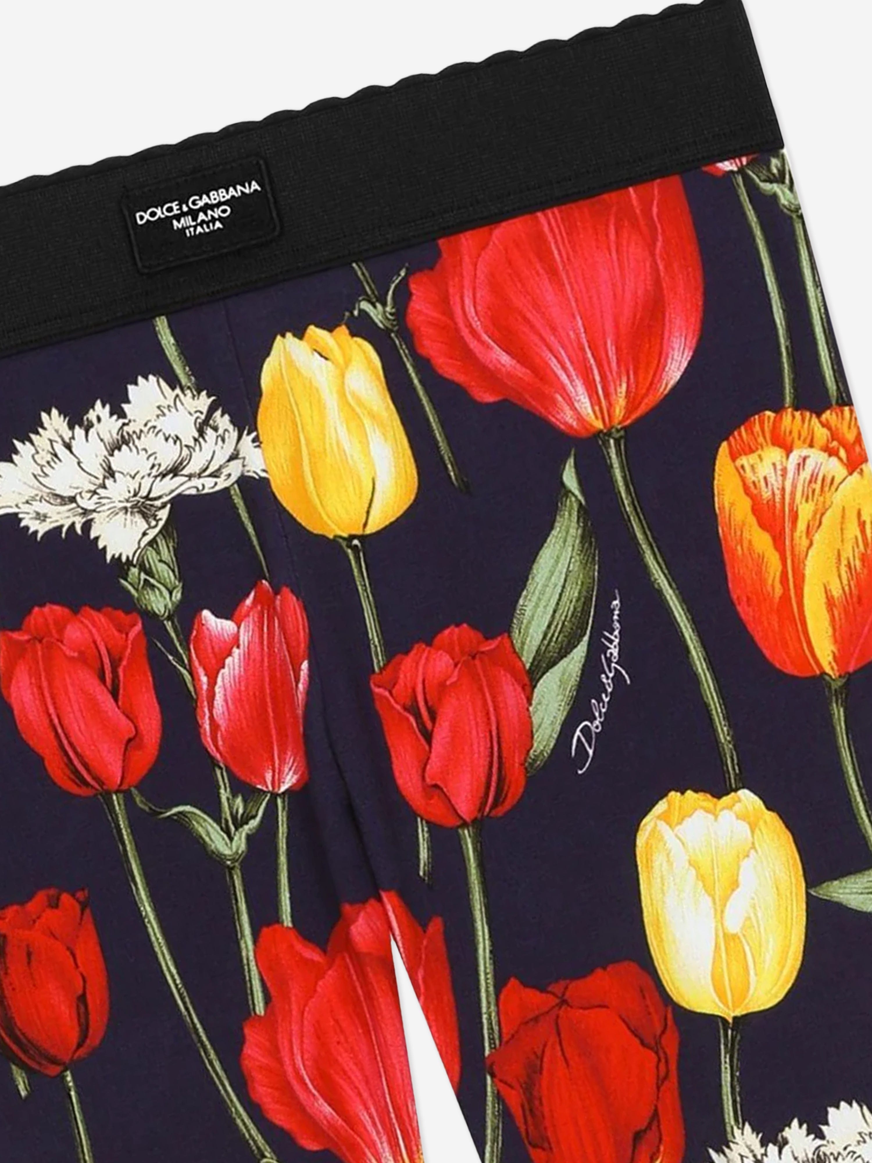 Dolce & Gabbana Girls Tulip Print Leggings in Multicolour Best Seller