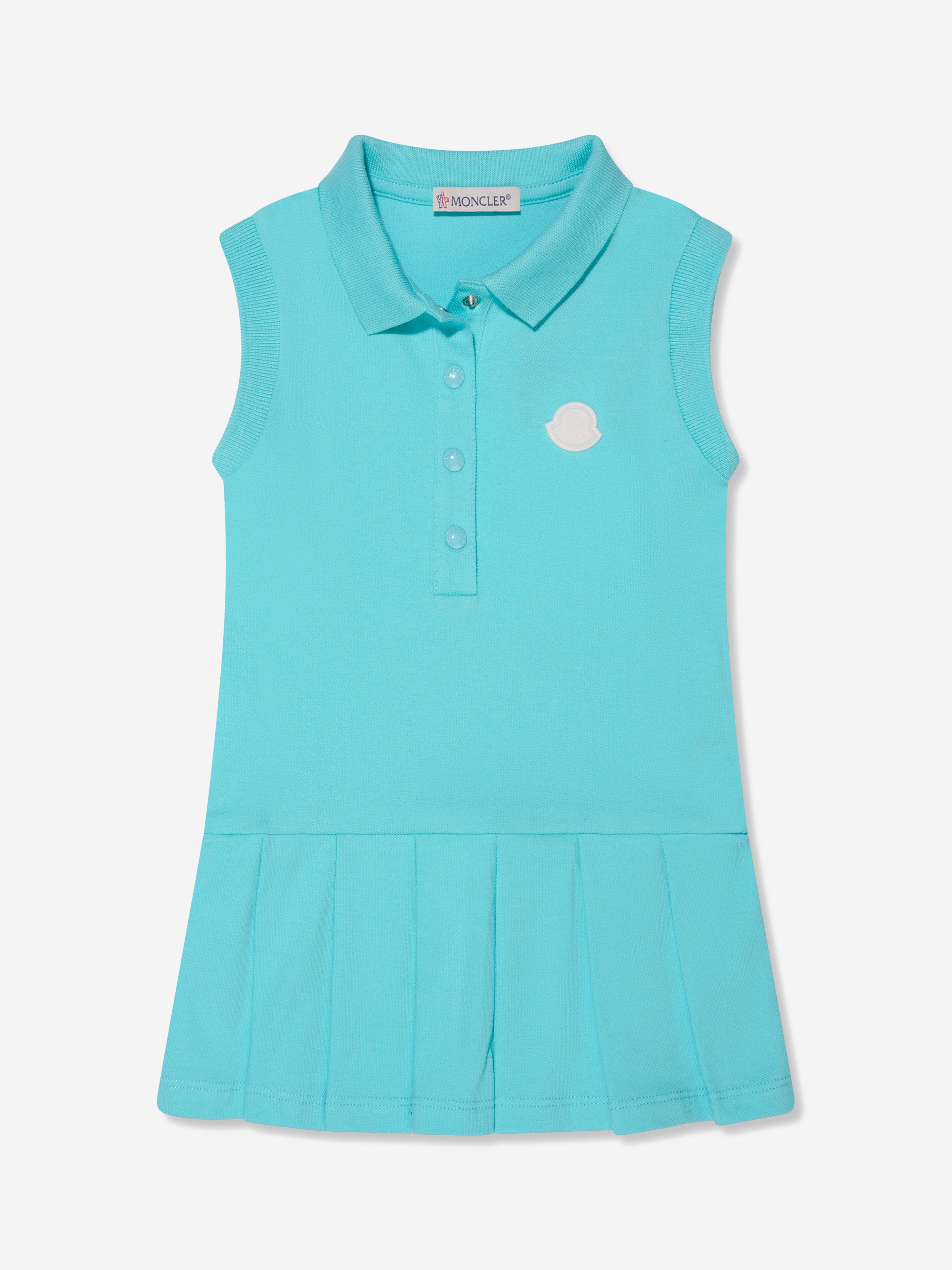 Moncler Enfant Baby Girls Sleeveless Polo Dress in Turquoise Free Shipping Visit