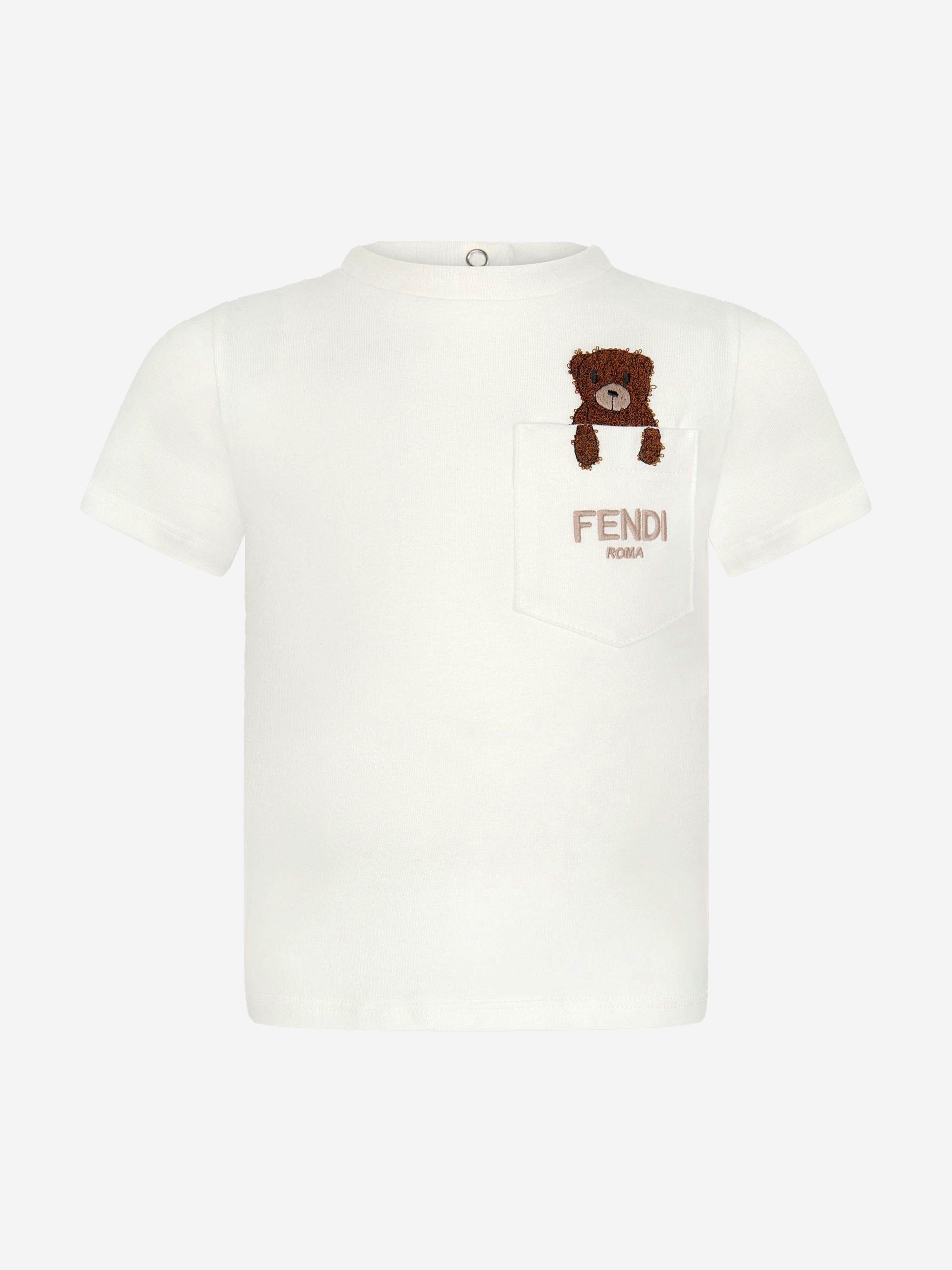 Fendi Baby Bear Pocket T-Shirt in White Free Shipping Original