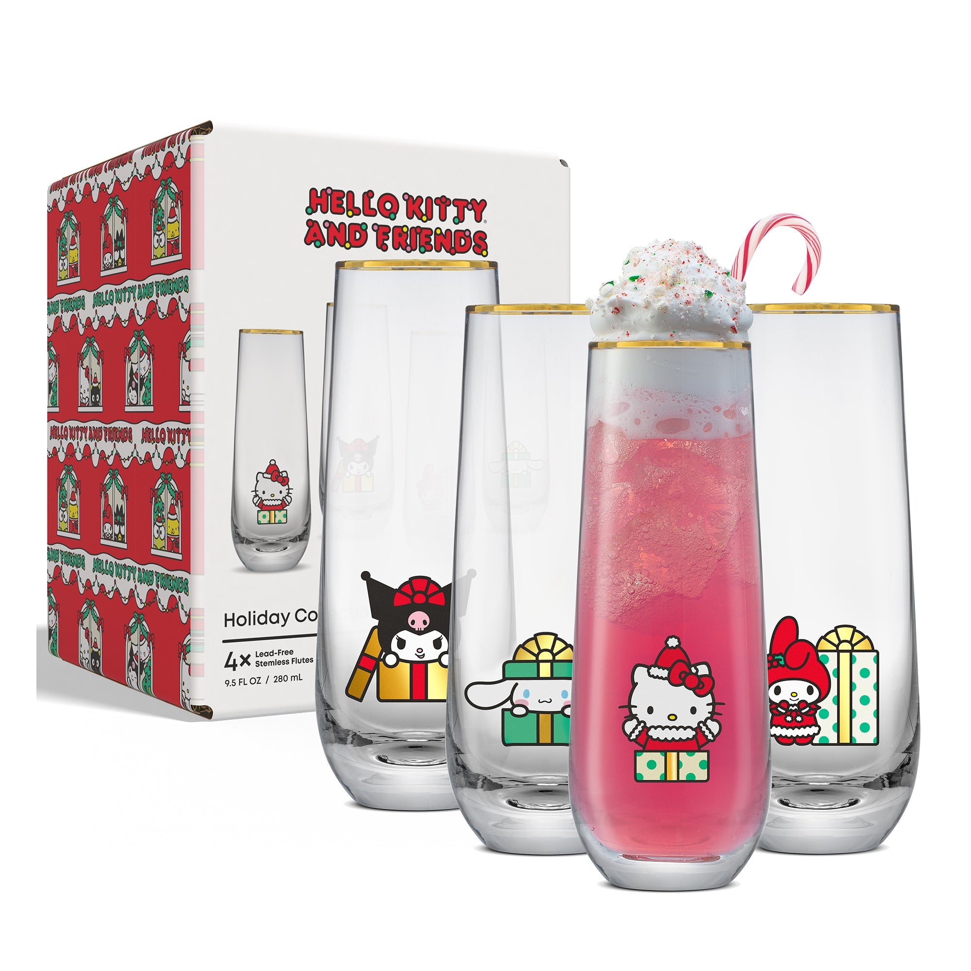 Hello Kitty and Friends Holiday Stemless Flutes Sale Geniue Stockist