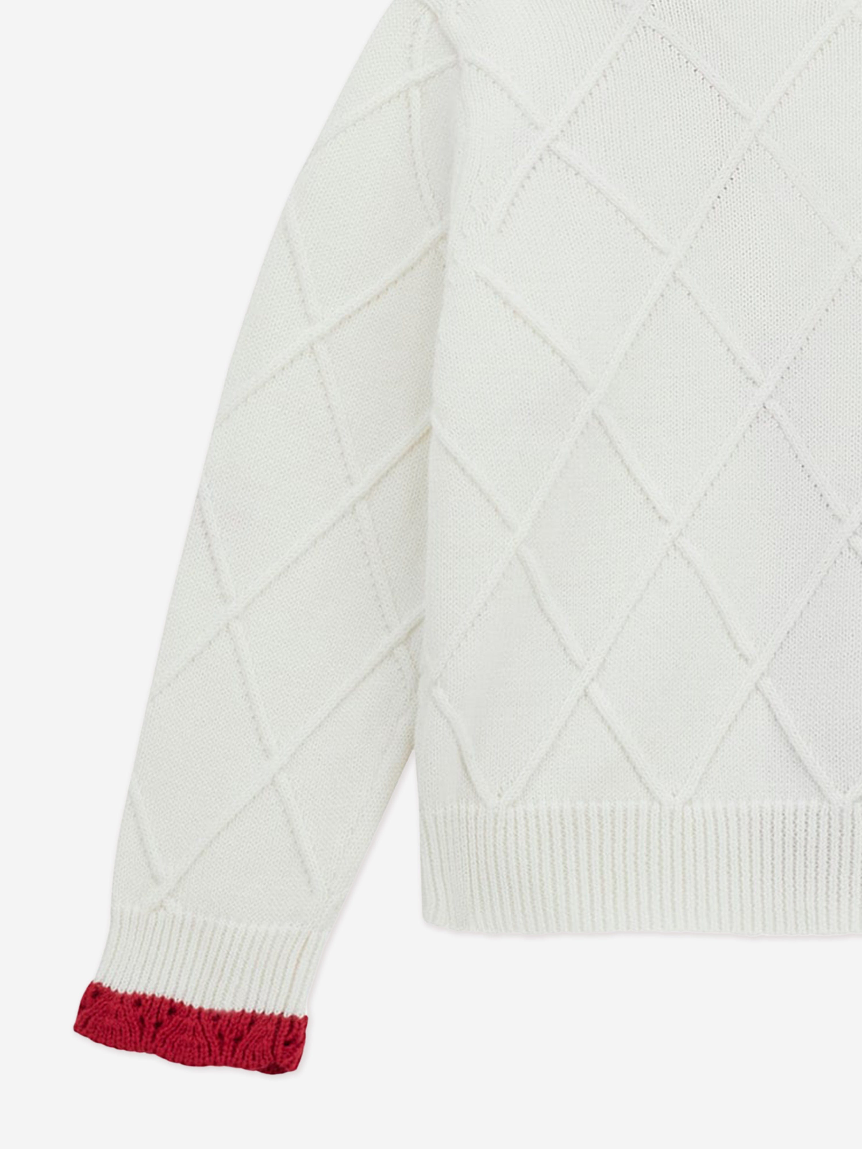 Girls Cherry Cardigan in Ivory Free Shipping Discounts