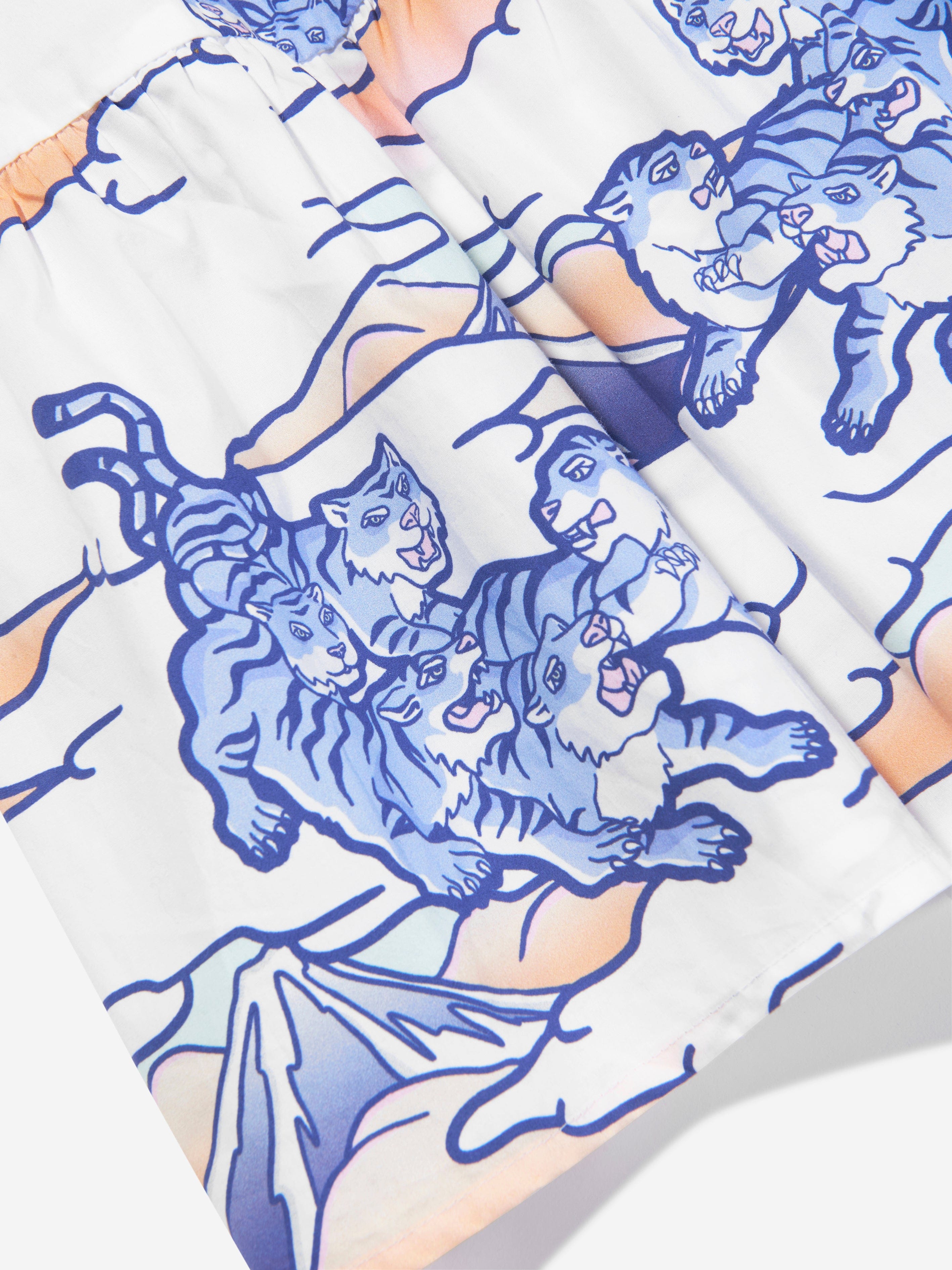 KENZO Girls Strappy Tigers Dress in White Cheap New Arrival