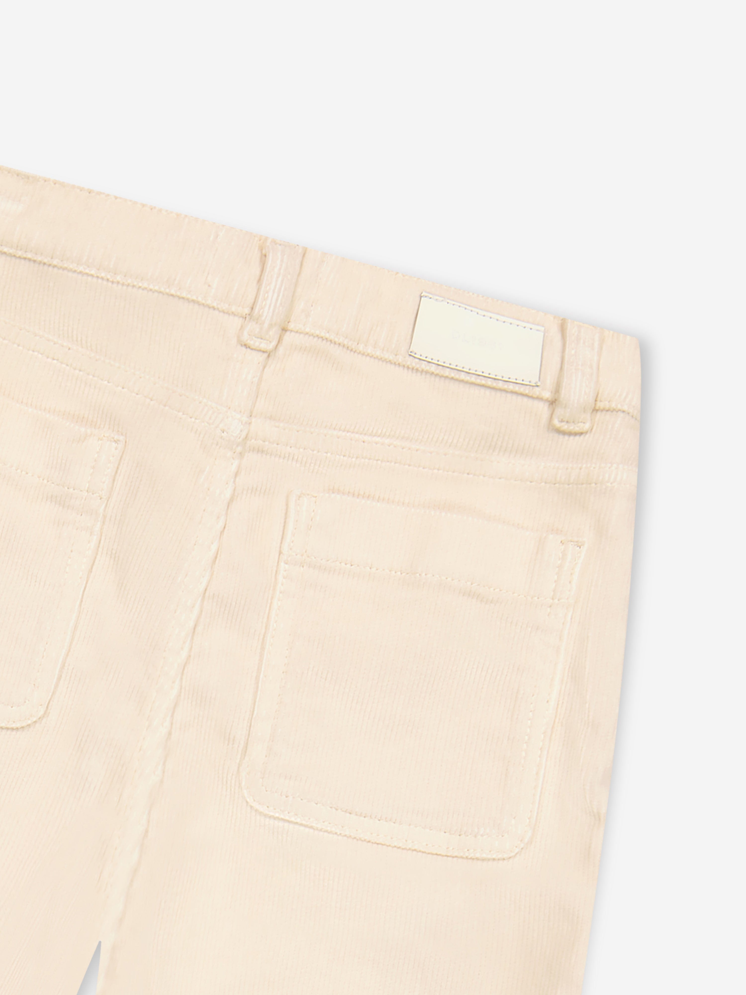 DL1961 Girls Lily Wide Leg Corduroy Trousers in White Discount