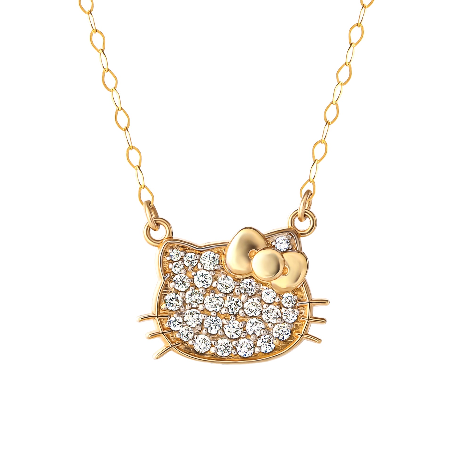 Hello Kitty 14K Yellow Gold Pav¨¦ Diamond Necklace Clearance Pictures