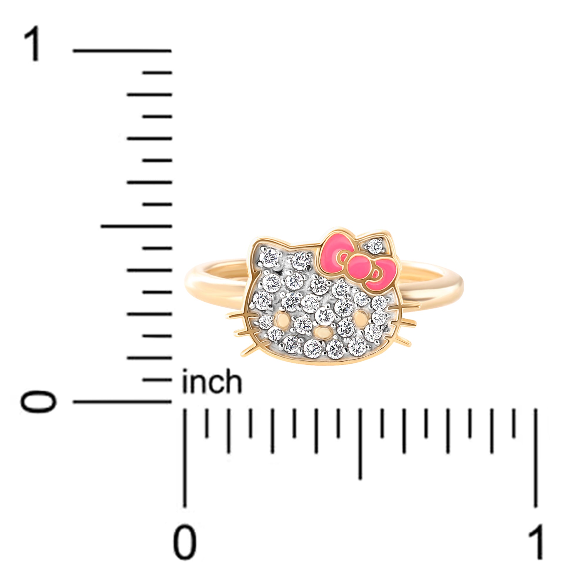 Hello Kitty 14K Yellow Gold Pav¨¦ Diamond Ring With Enamel Bow (Size 7 Only) Cheap Best Pices