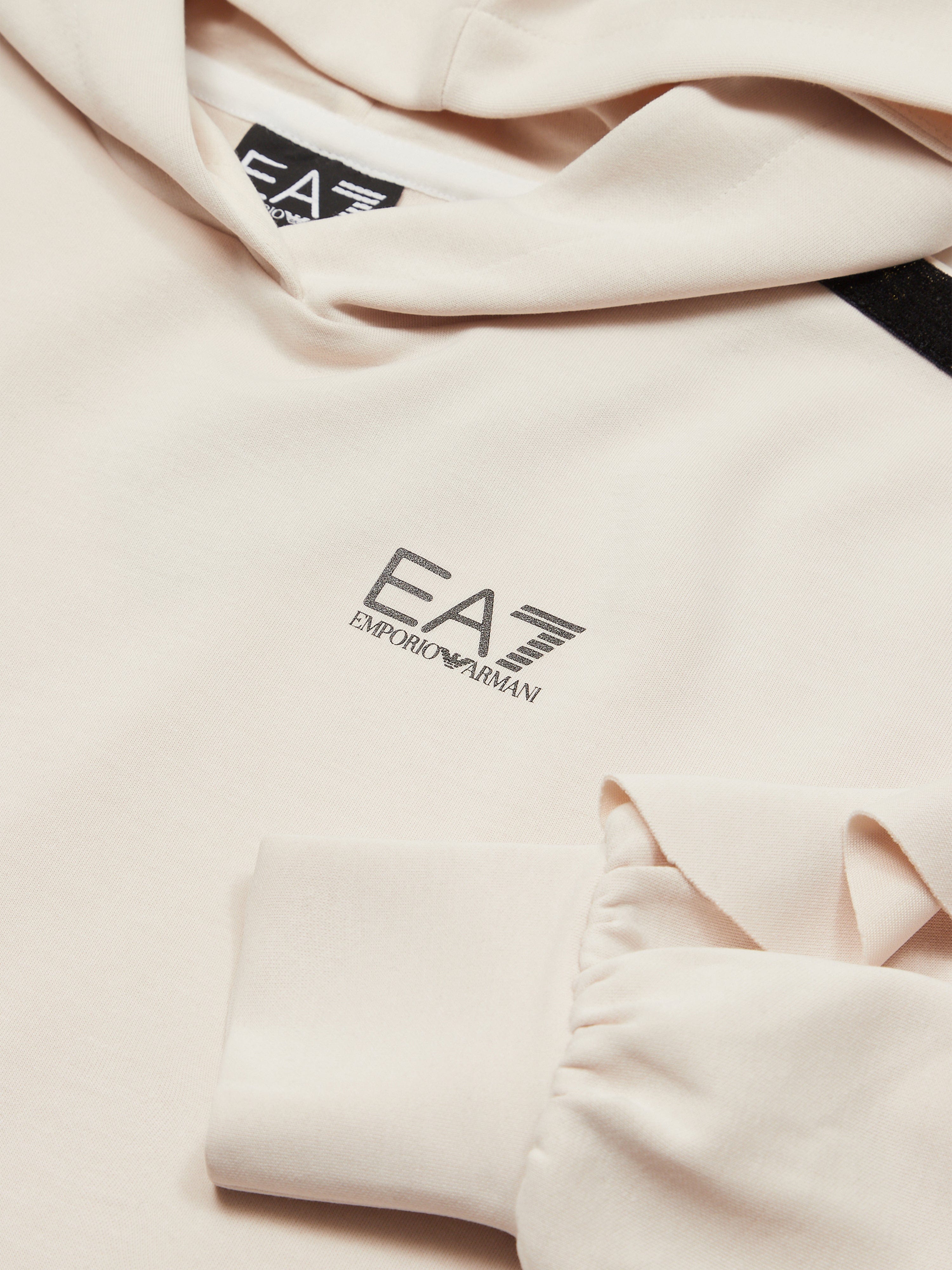 EA7 Emporio Armani Girls Wide Fit Cropped Hoodie Beige Quality Original