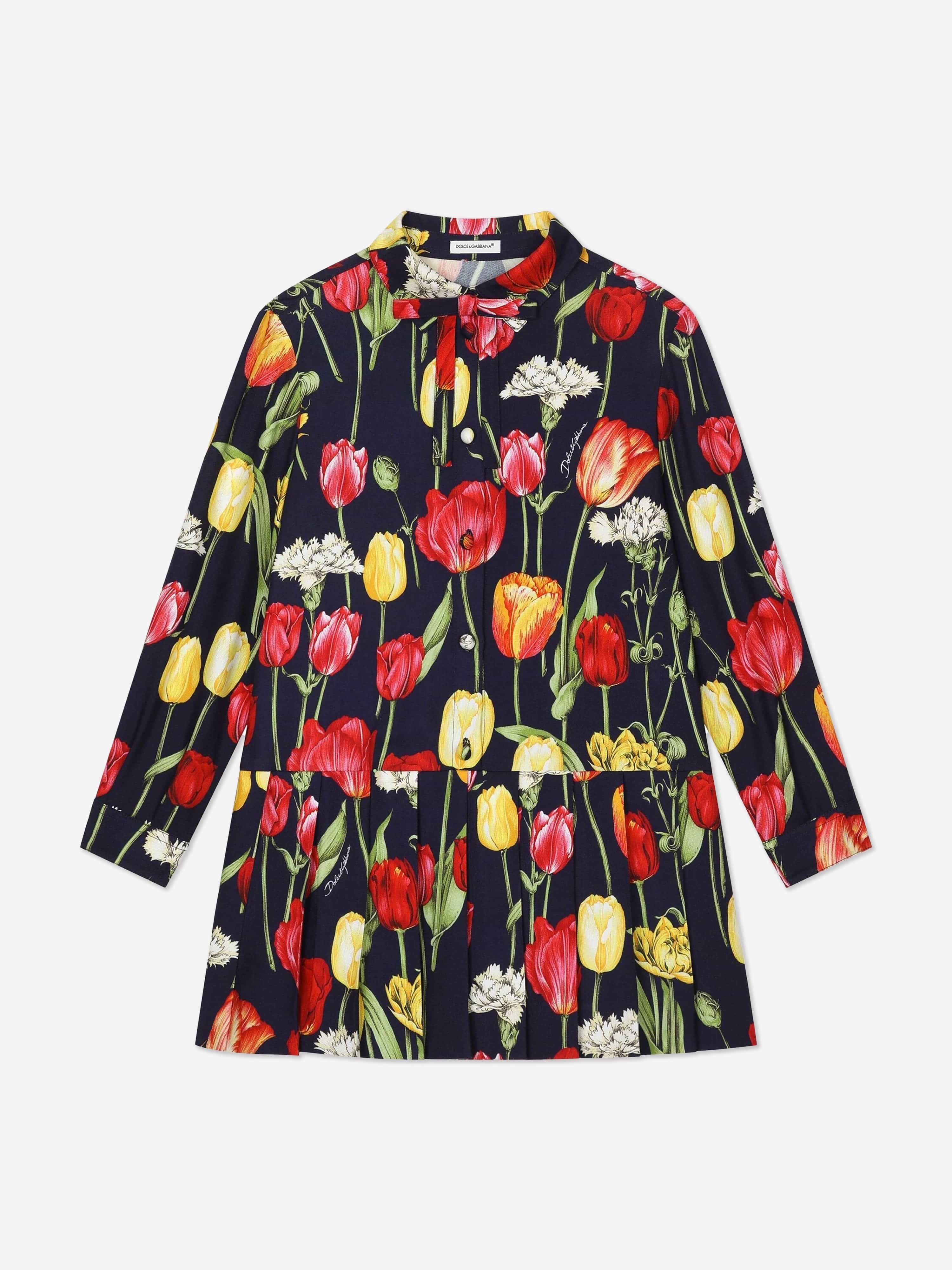 Dolce & Gabbana Girls Tulip Print Dress in Multicolour Cheap Pice Wholesale Pice