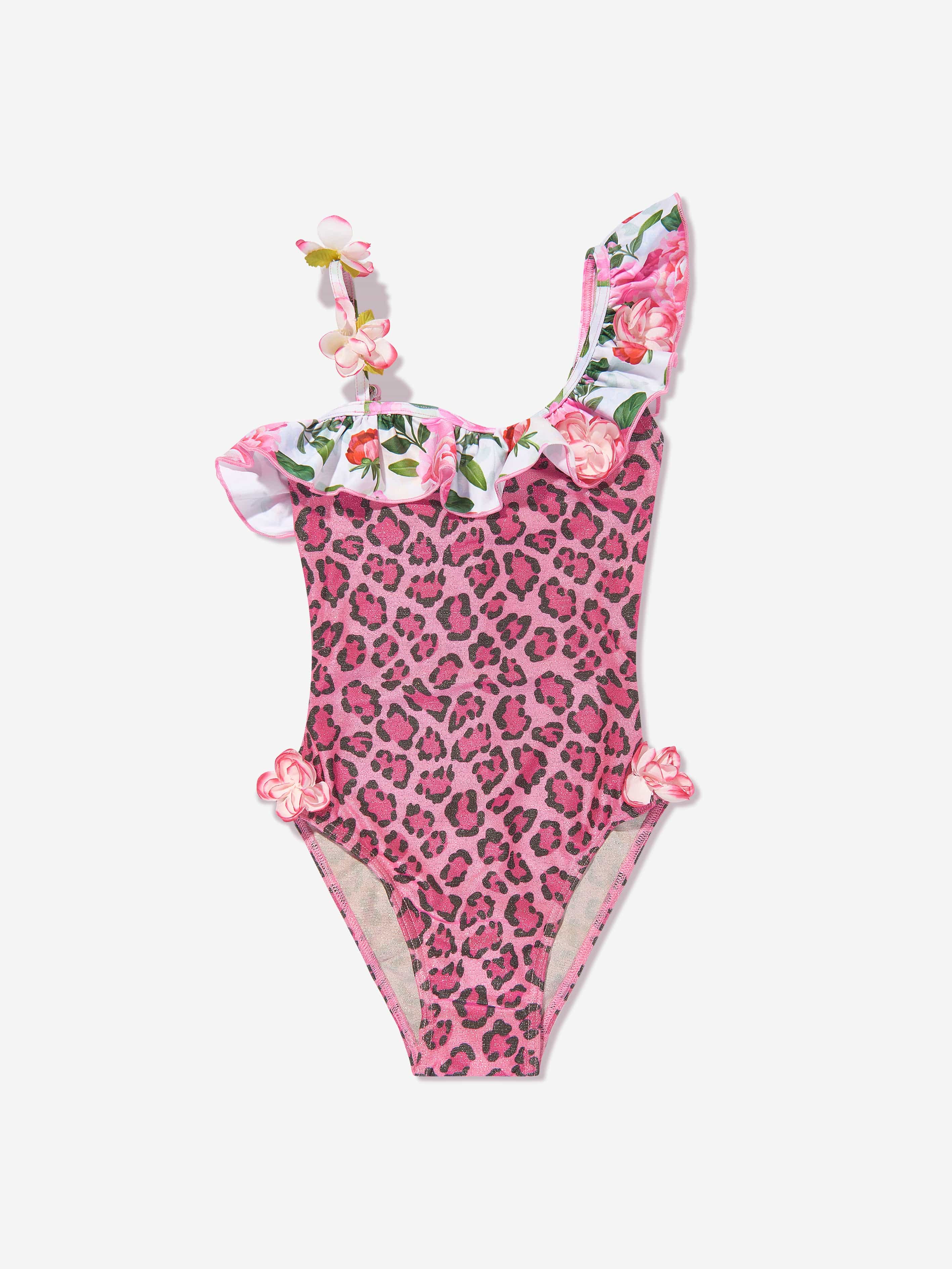 Selini Action Girls Leopard And Floral Swimsuit in Pink Outlet Buy