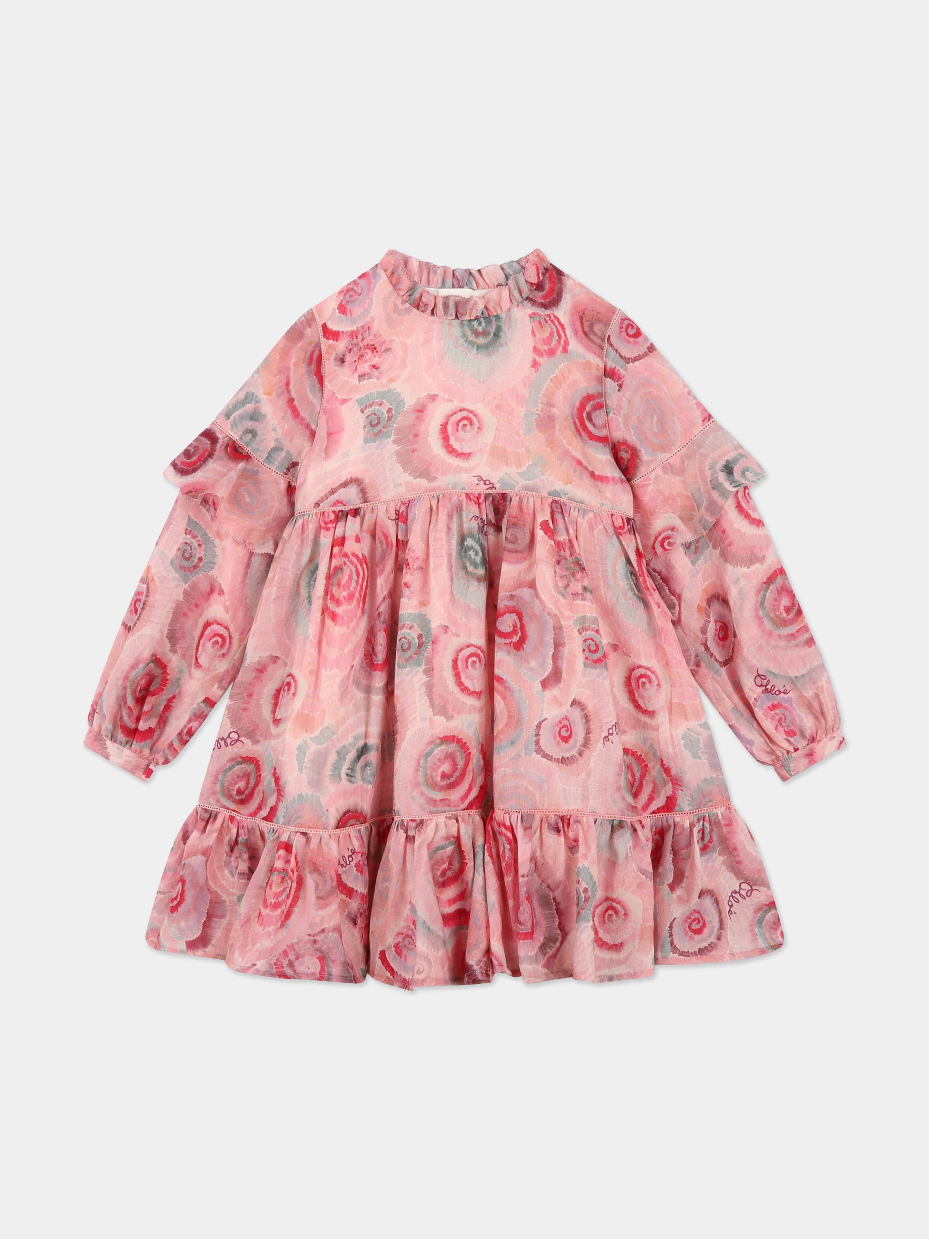 Chlo¨¦ Girls Spiral Print Ceremony Dress in Pink Clearance Best Place