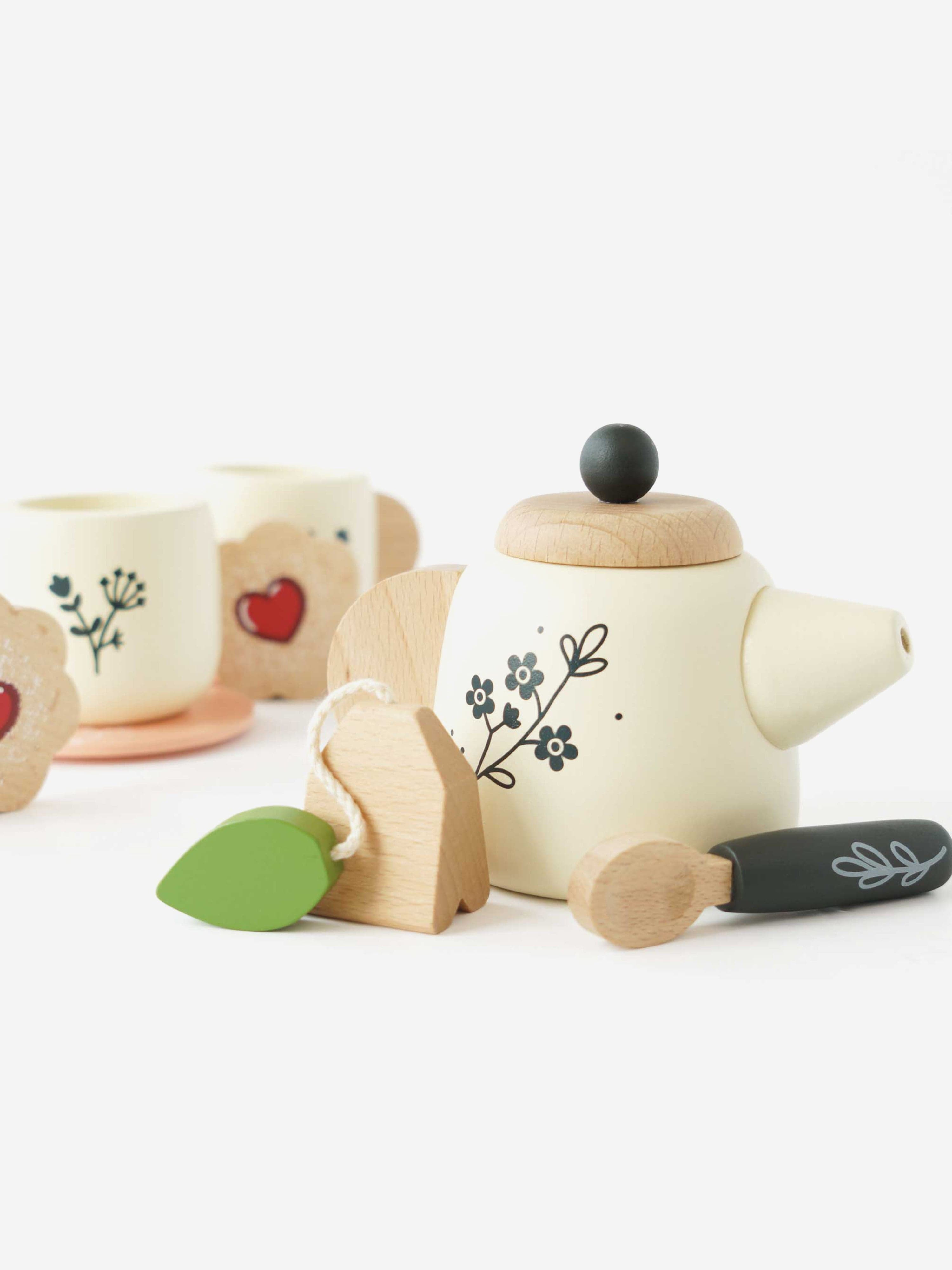 Wooden Tea Set & Tray-12 Piece (W:225 x D:18.5 x H:6.5cm) With Paypal Low Pice