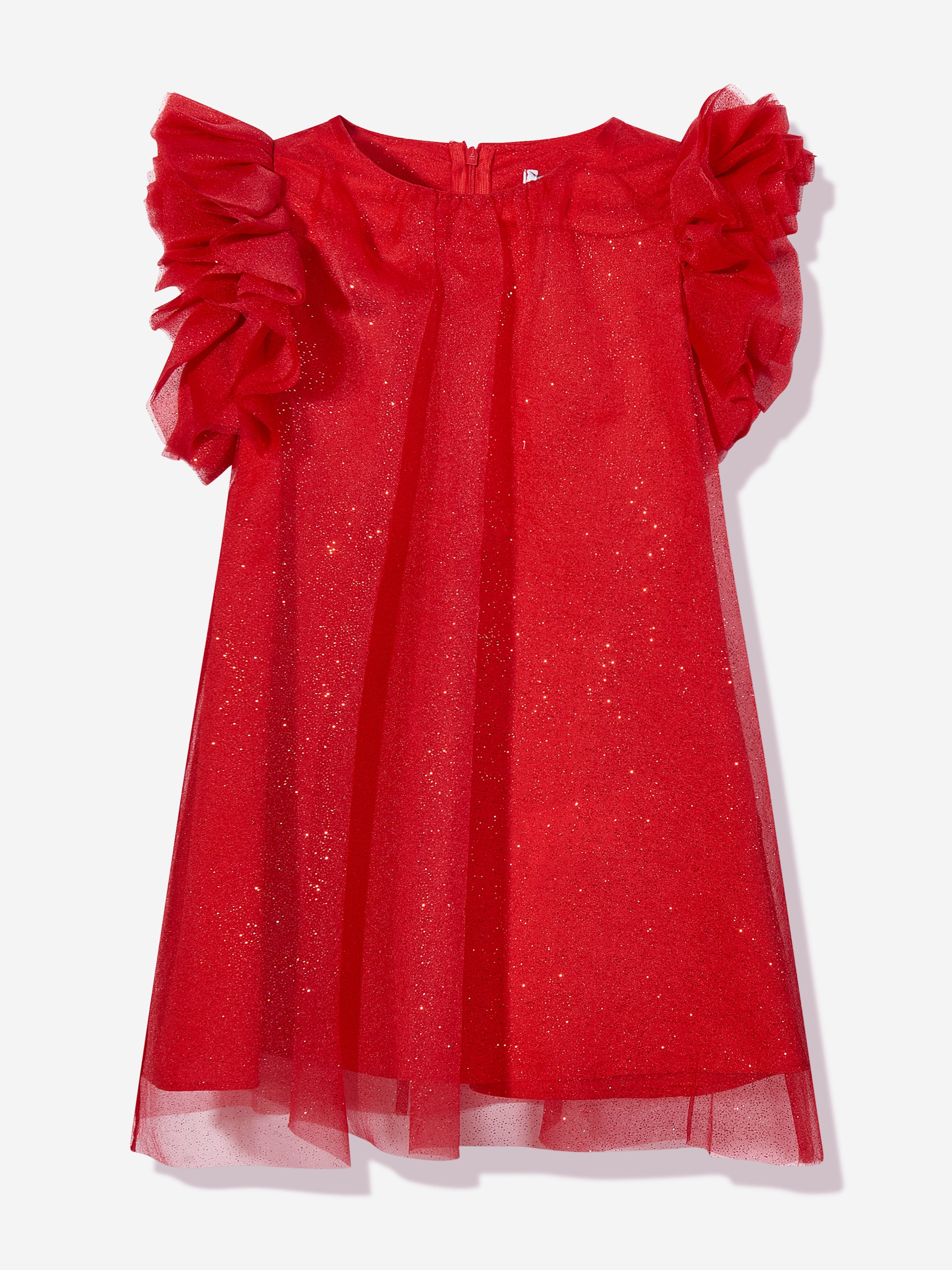 Mama Luma Girls Puffy Sleeves Tulle Dress in Red Buy Cheap Clearance