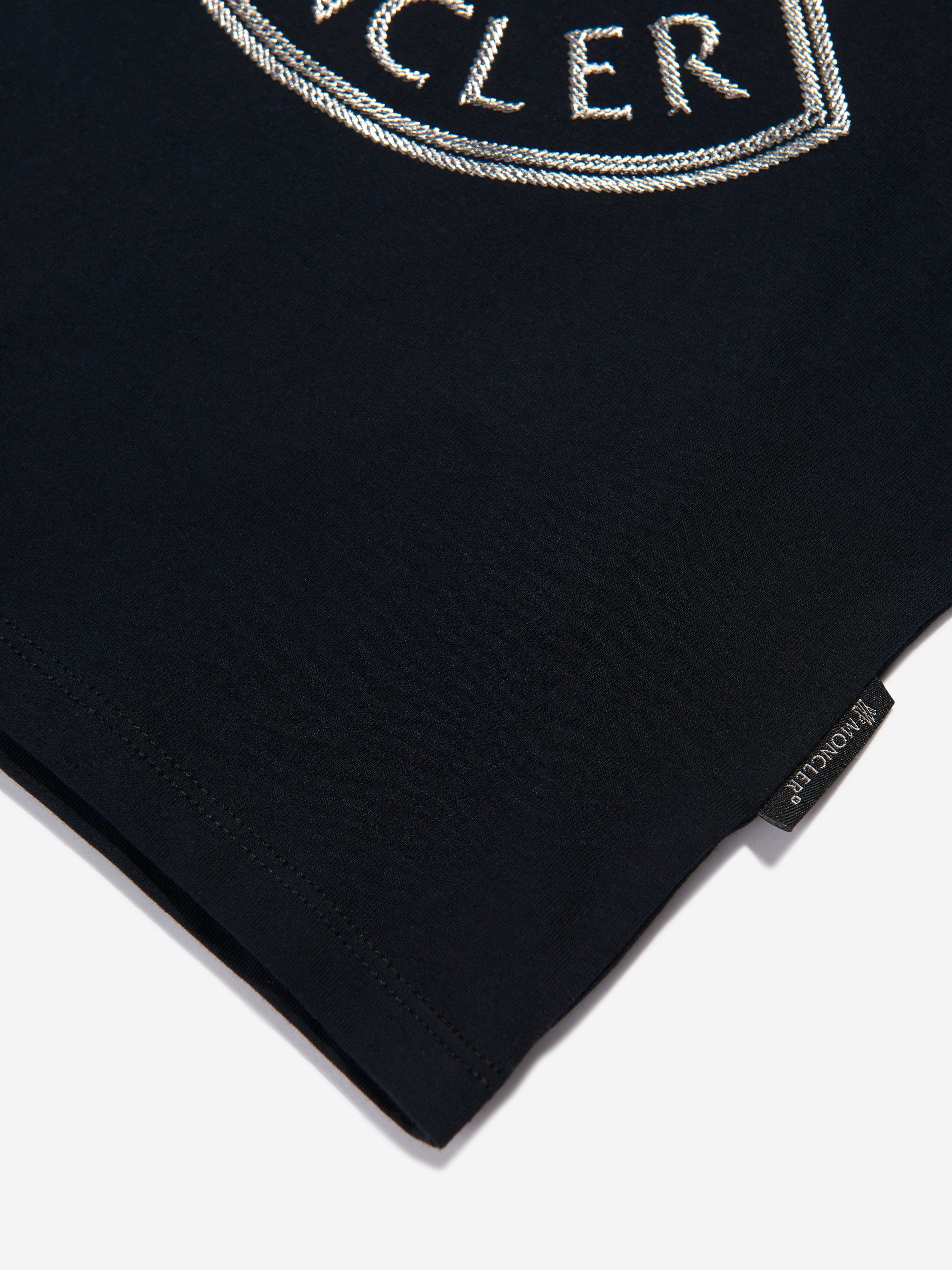Moncler Enfant Girls Logo Print T-Shirt in Black Cheap Sale New Arrival