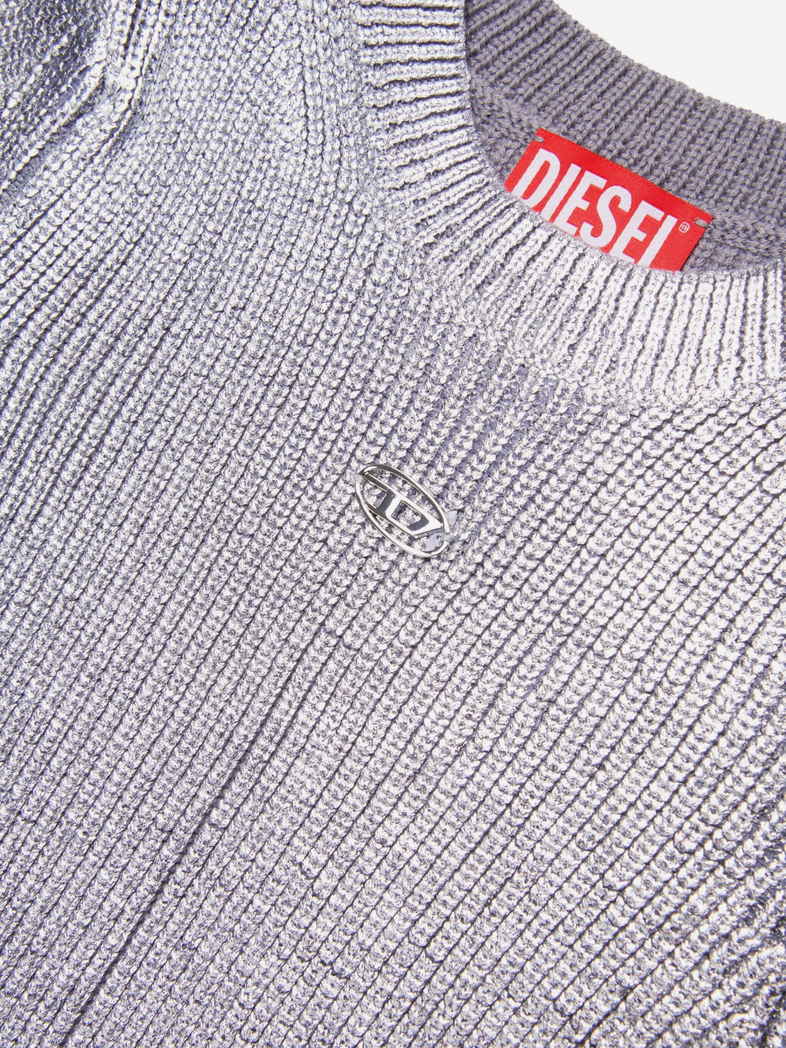 Diesel Girls Knitted Dress in Silver Cheap 2025 Newest