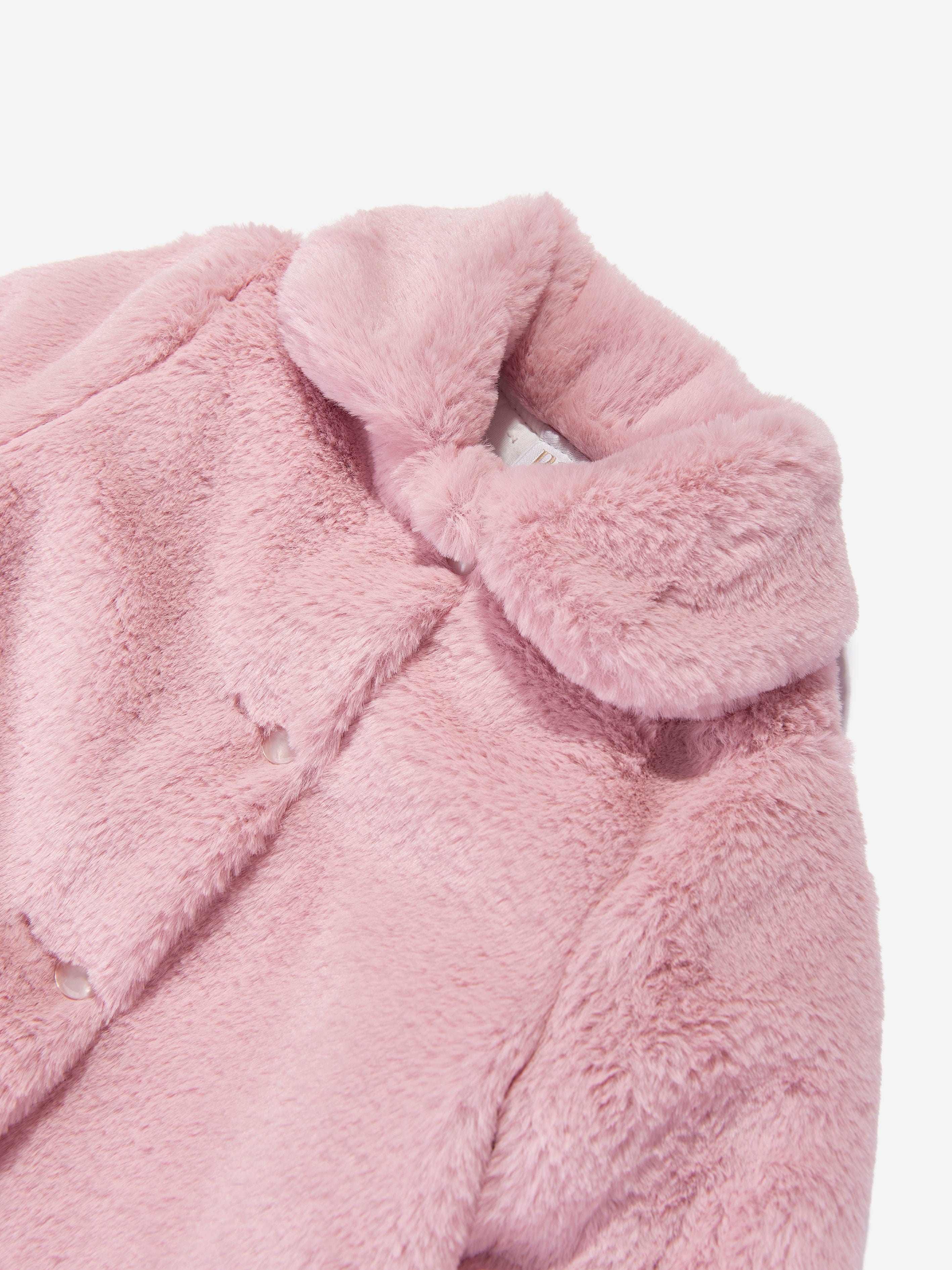 Paz Rodriguez Girls Faux Fur Coat in Pink Clearance 2025