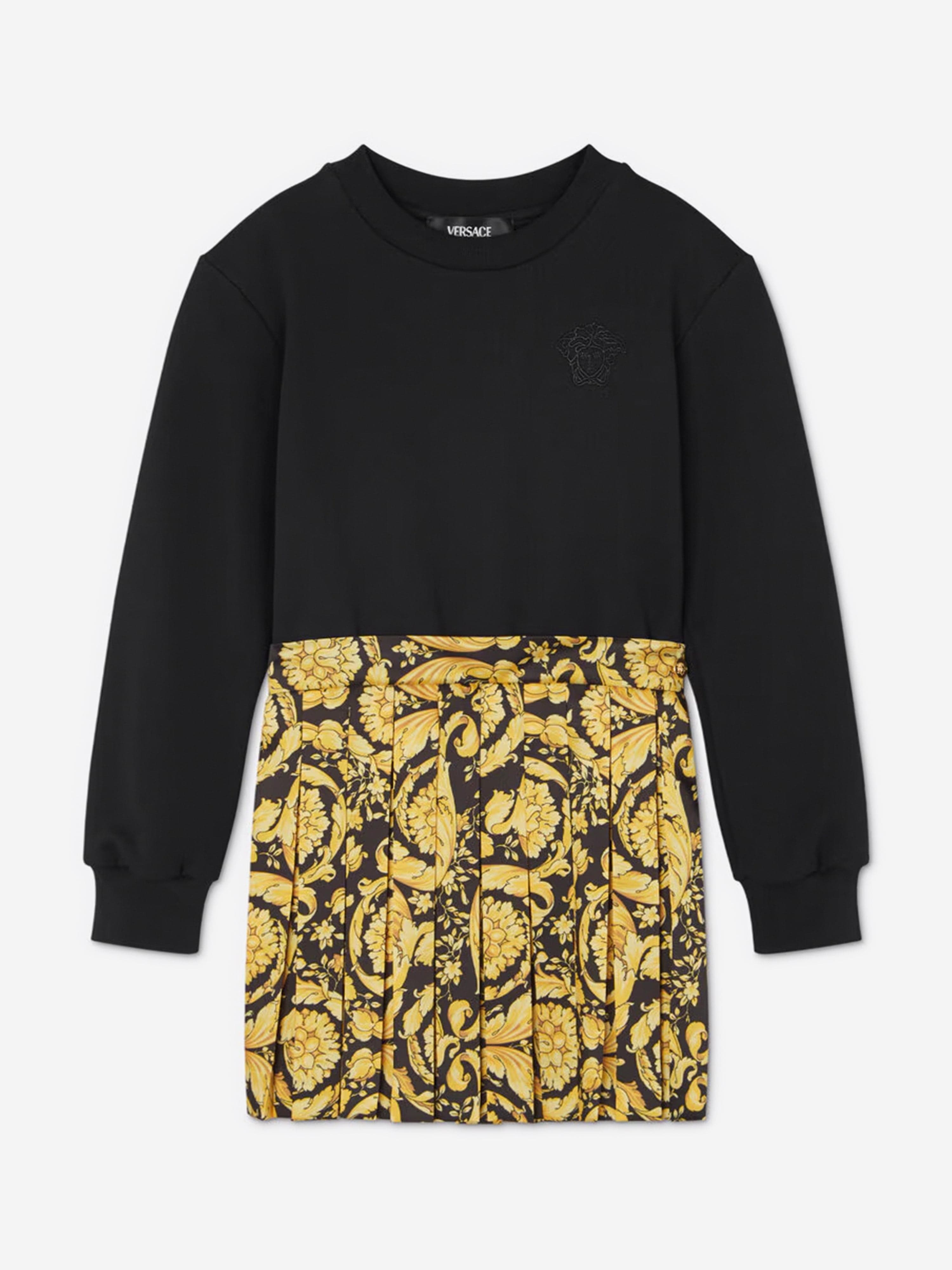 Versace Girls Barocco Logo Dress in Black Cheapest Pice For Sale