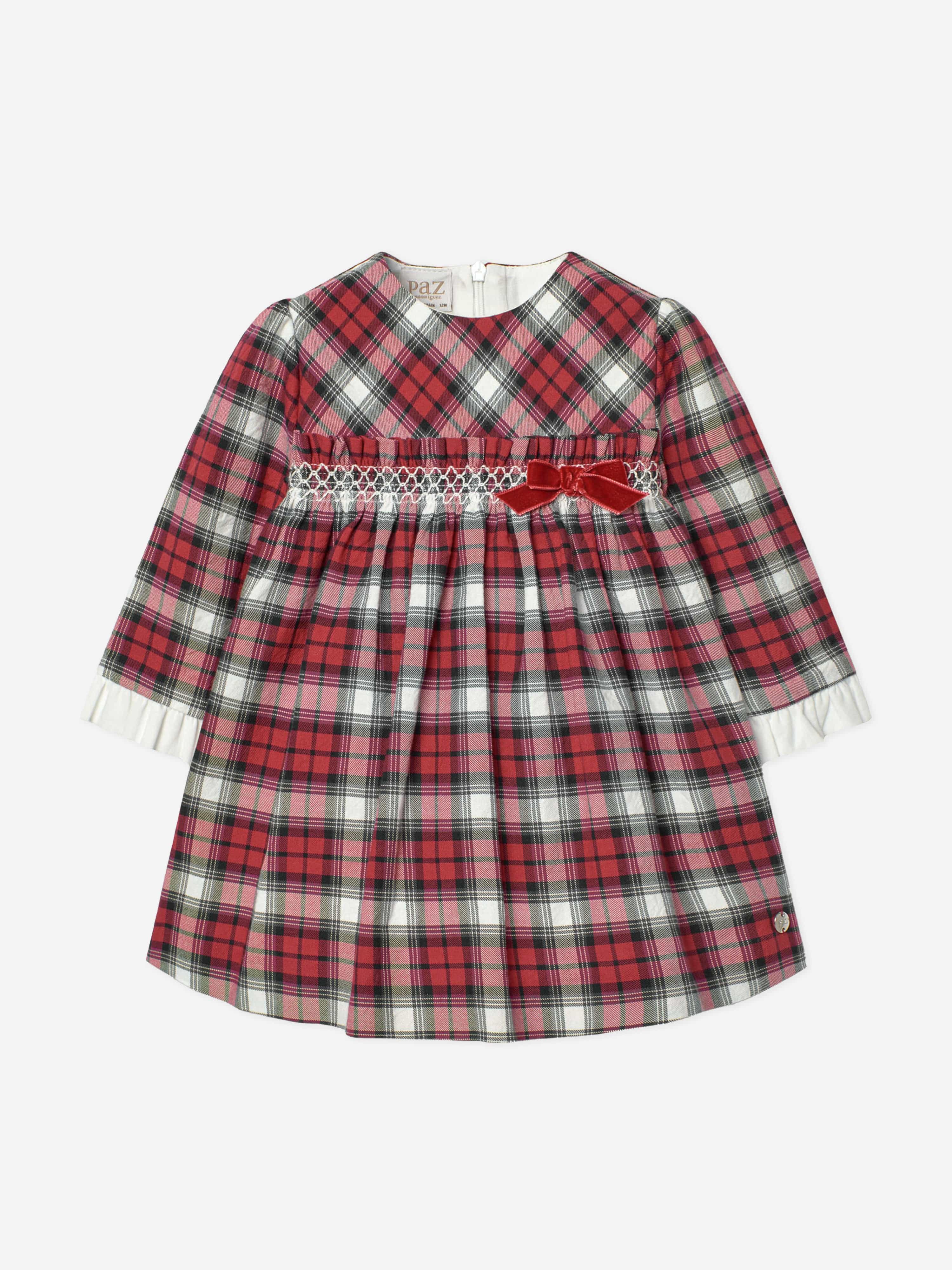 Paz Rodriguez Girls Tartan Dress in Red Recommend For Sale