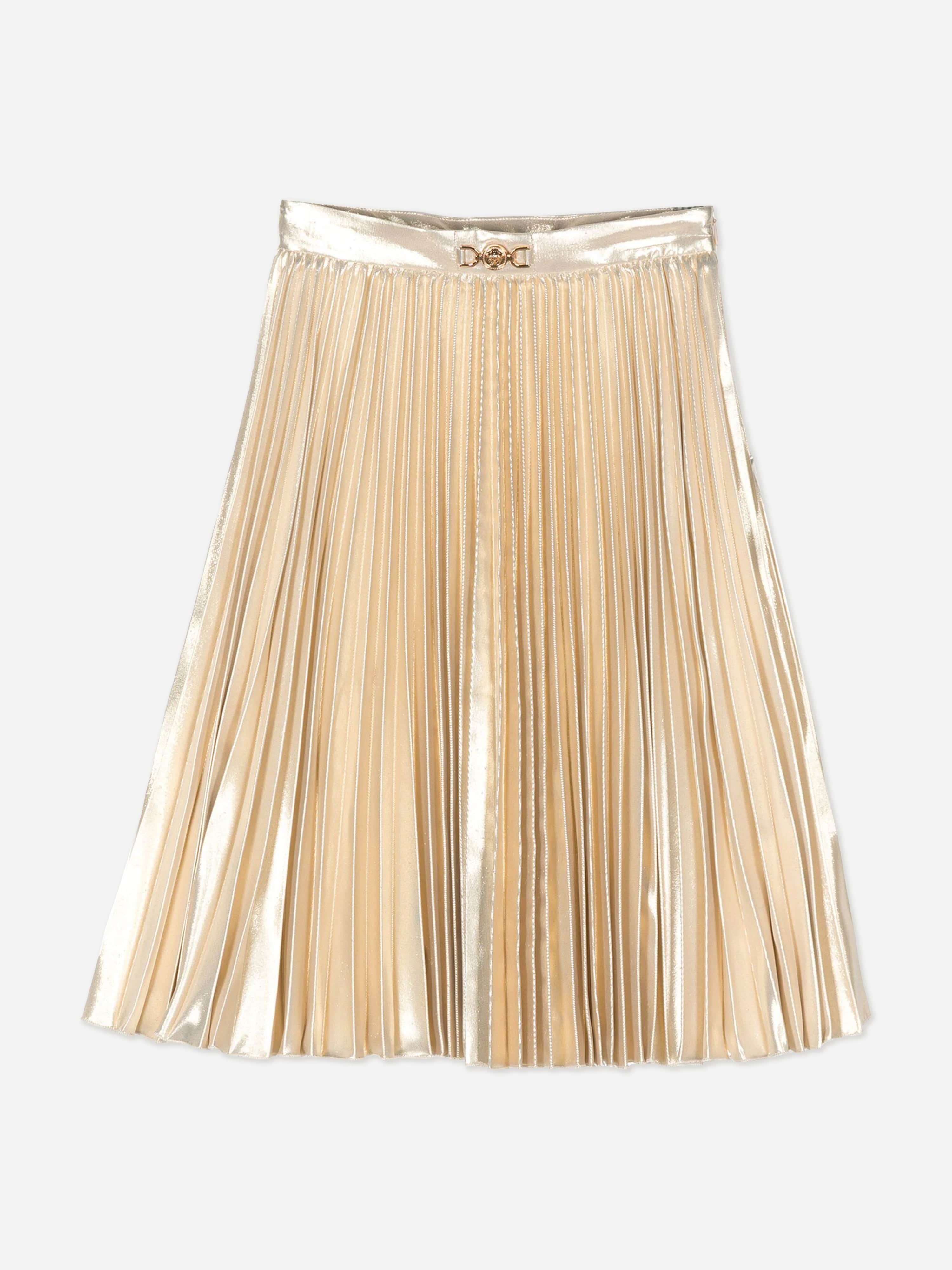 Versace Girls Pleated Skirt in Gold Discounts Sale Online