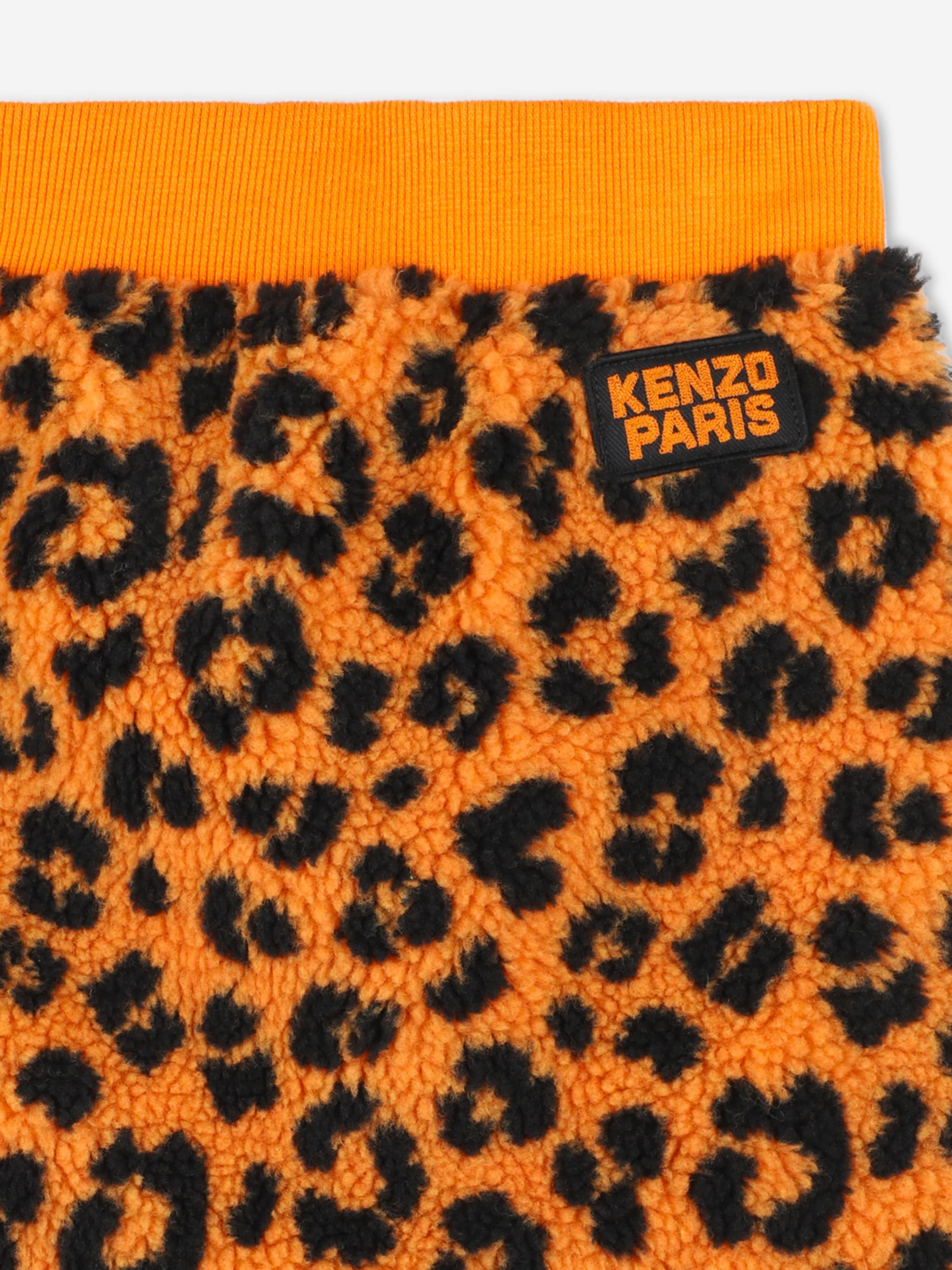KENZO Girls Leopard Skirt in Orange Free Shipping View