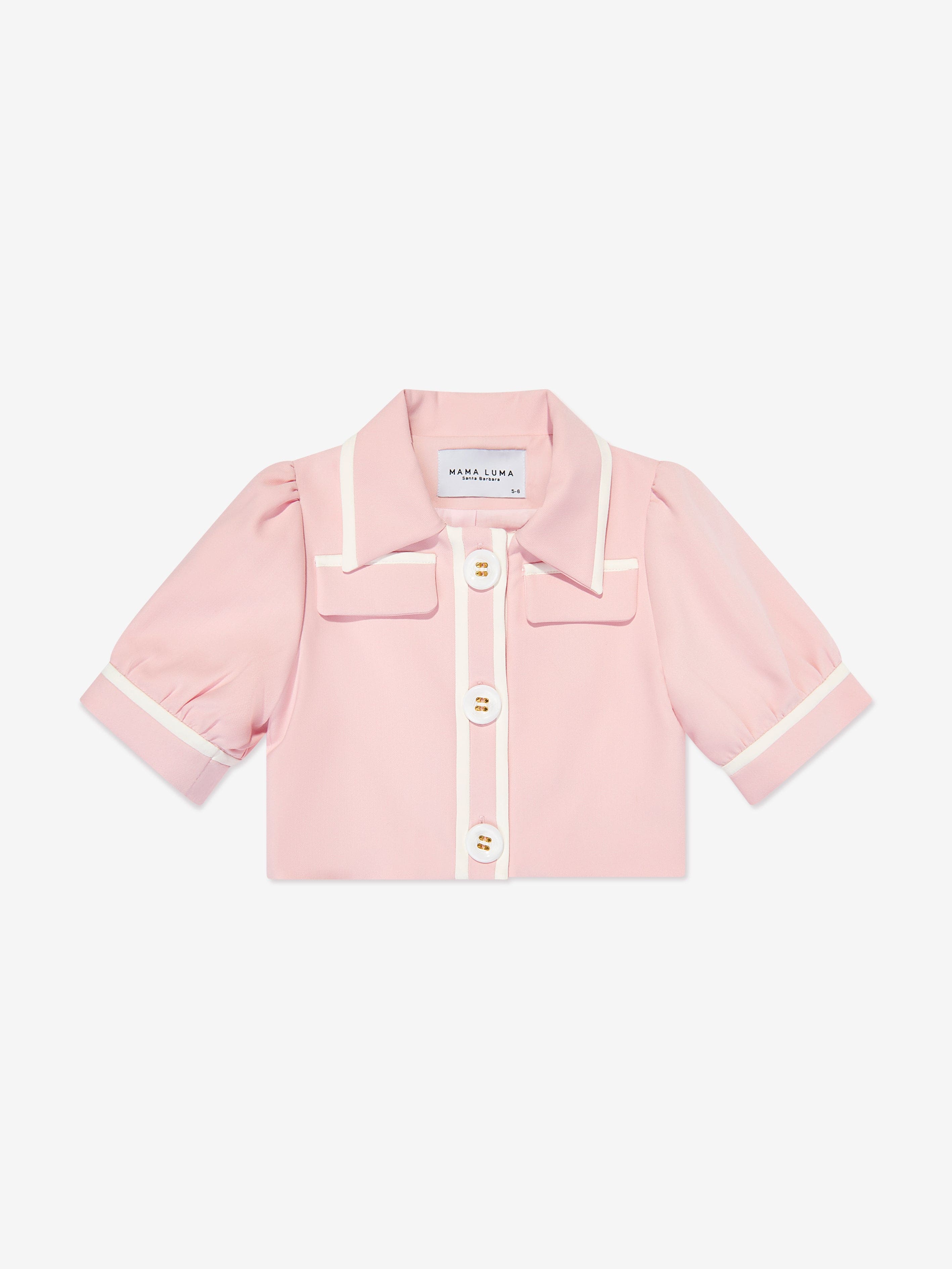 Mama Luma Girls Contrast Stitch Crop Bolero in Pink Outlet Low Pice Fee Shipping