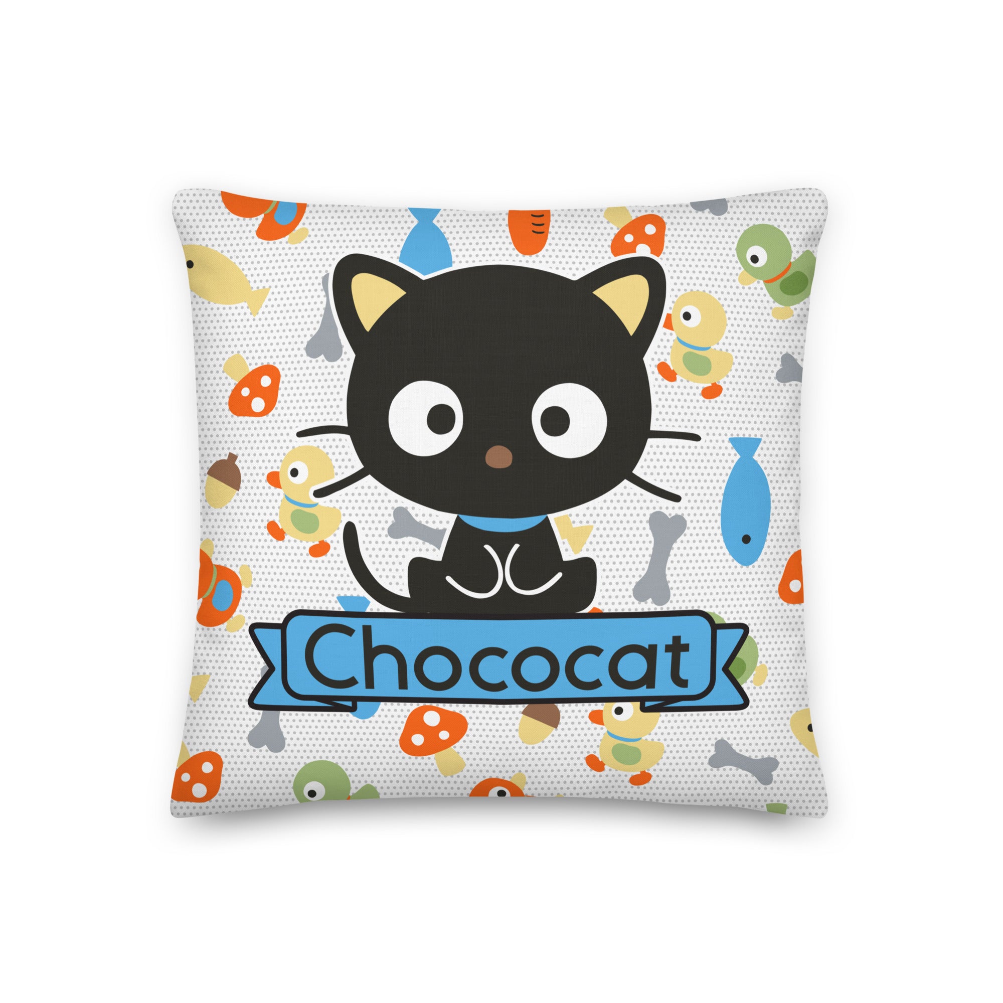 Chococat Fish & Acorns 18 Square Pillow Sale Big Discount
